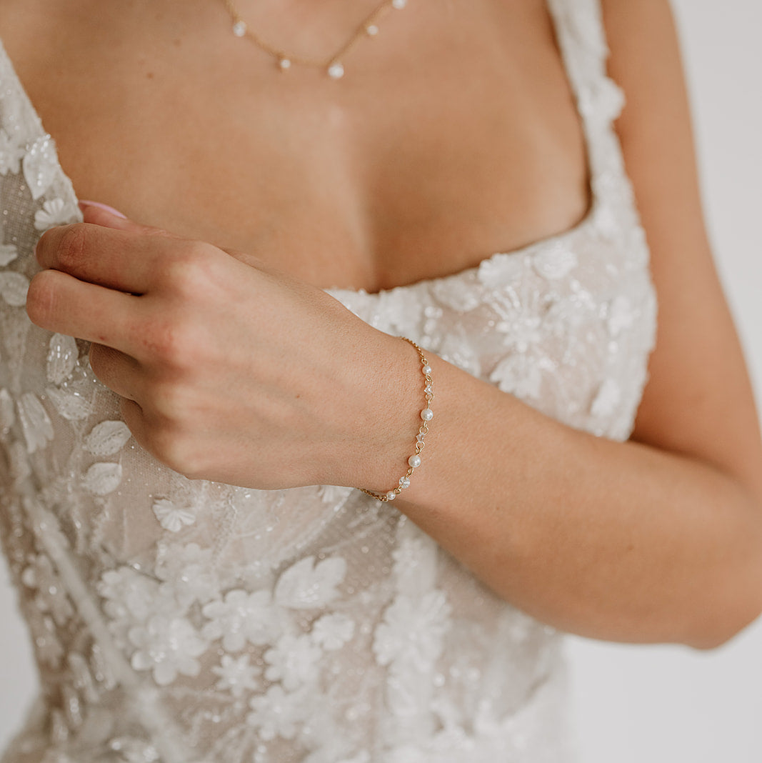 Amina | Braut Armband mit Perlen und Kristallen