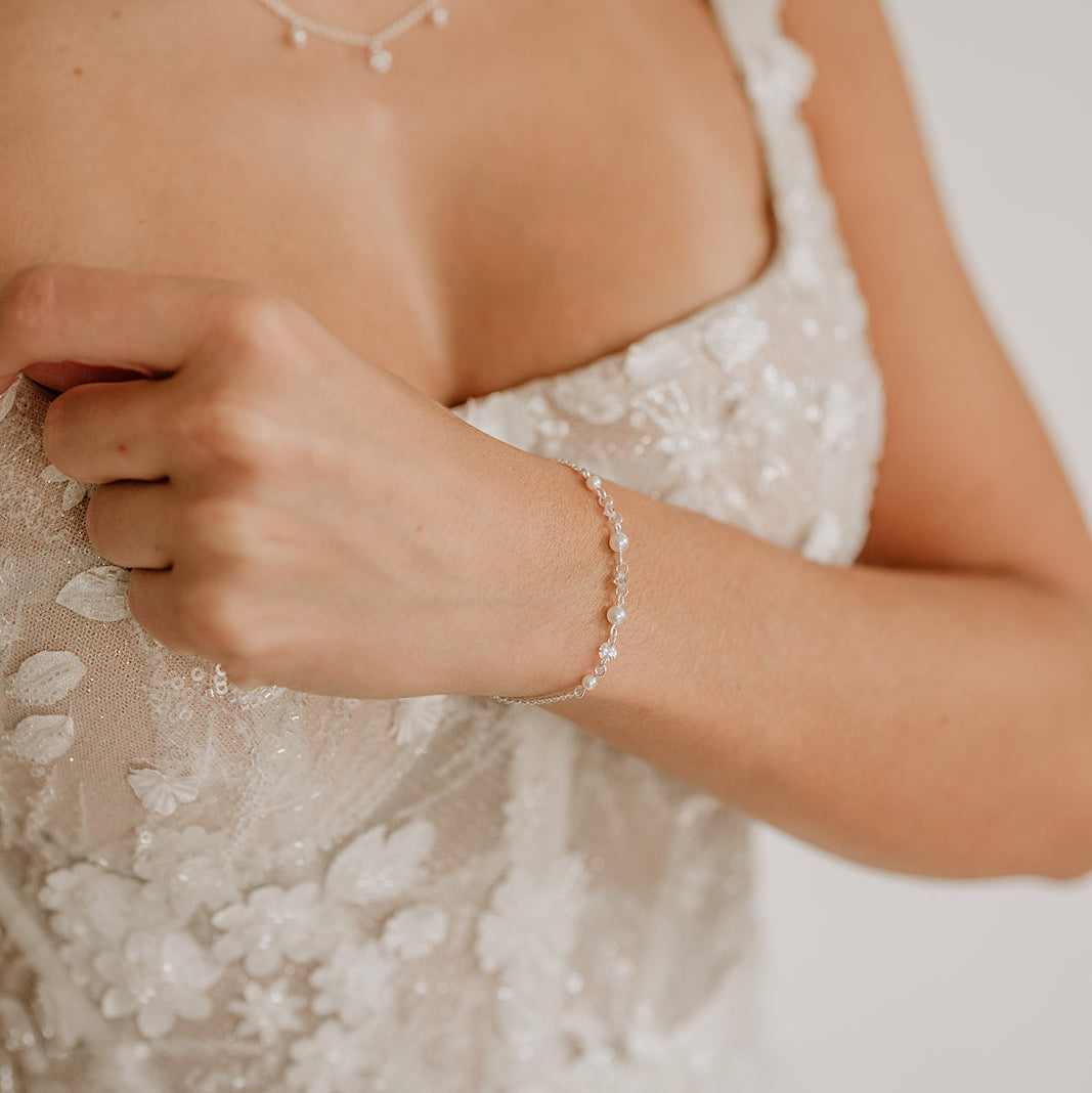 Amina | Braut Armband mit Perlen und Kristallen