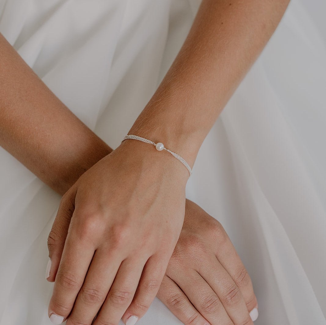 Lola Armband Hochzeit mit Perle in der Farbe Silber 