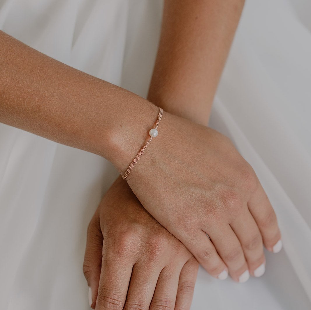 Lola Armband Hochzeit mit Perle in der Farbe Rosegold 