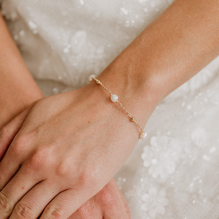 Valli | Brautarmband mit echten Perlen - Süßwasserperlen