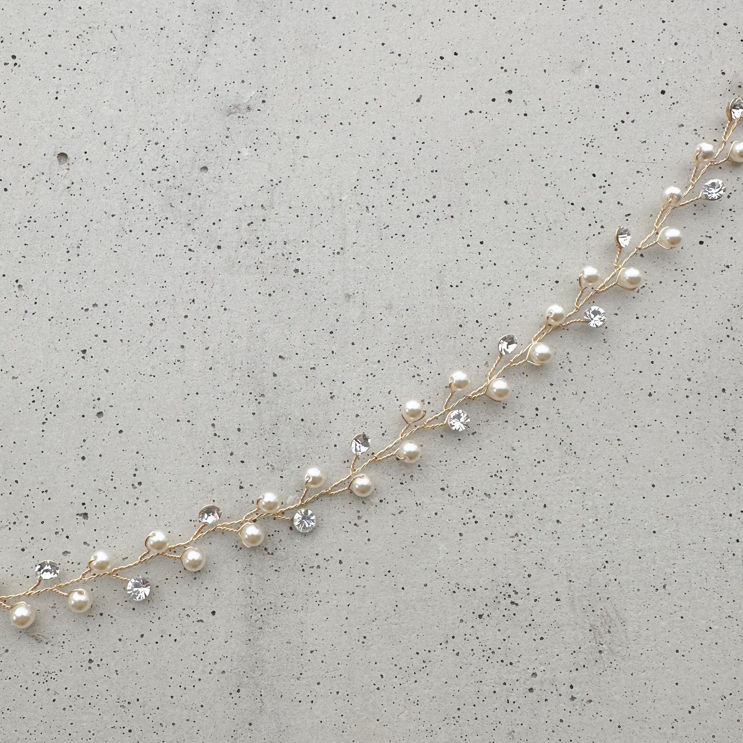 Basic III | Haarschmuck Hochzeit, Headpiece mit Perlen und Kristallen