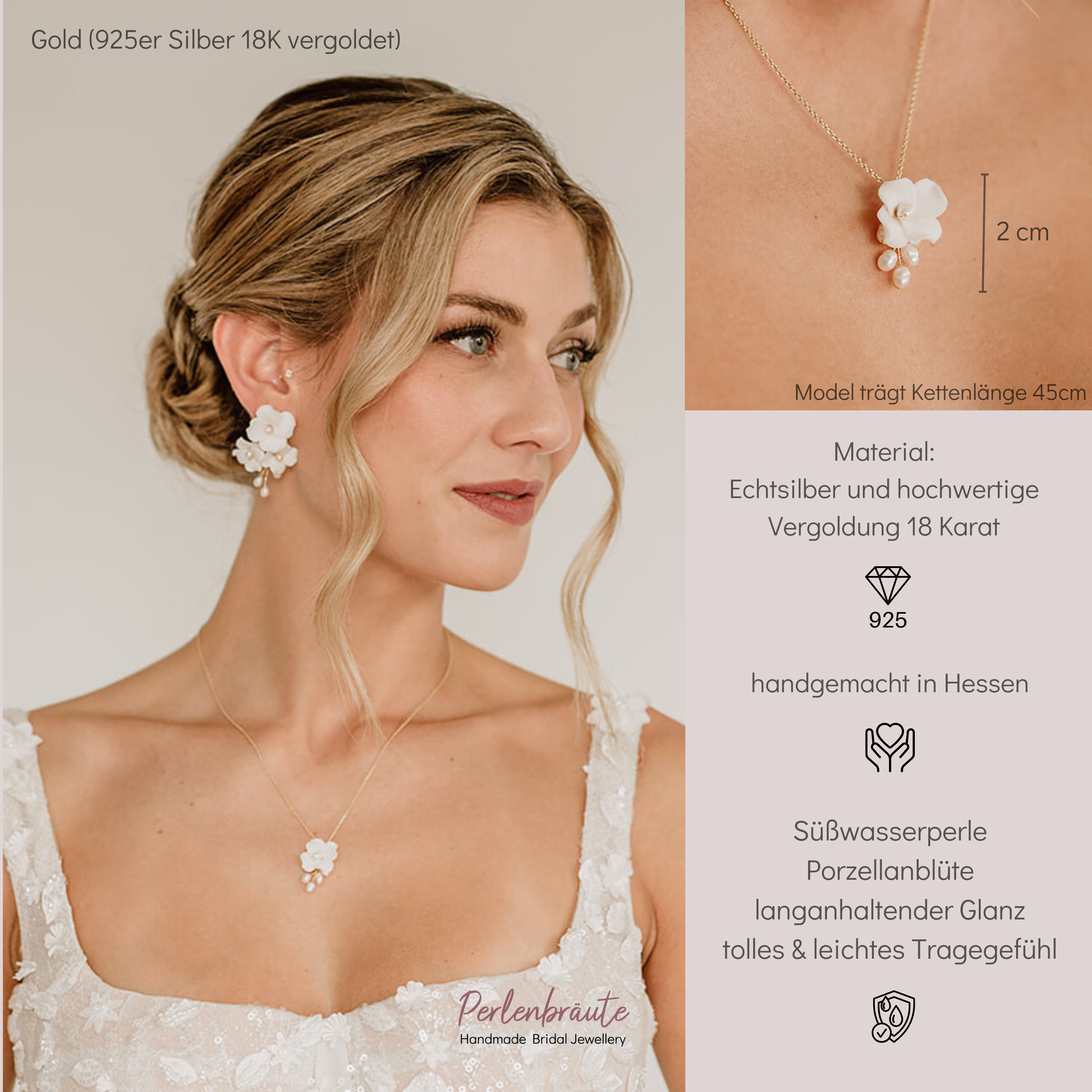 Coco | Braut Halskette mit weißer Blüte