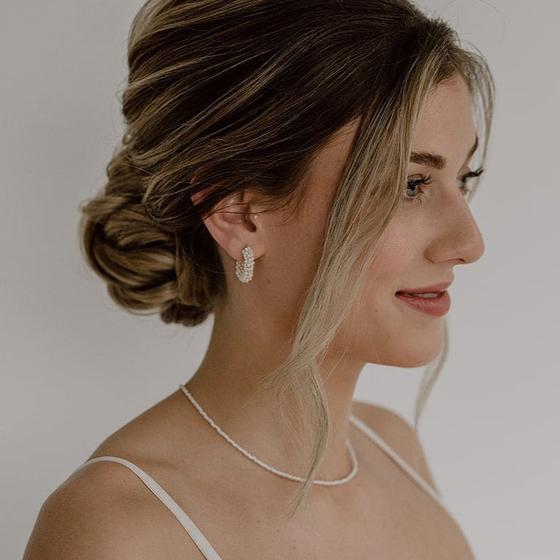 Lina Halskette Hochzeit, Perlenkette kleine Perlen  