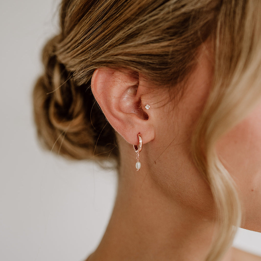 Amelie | Braut Creolen mit echter Perle