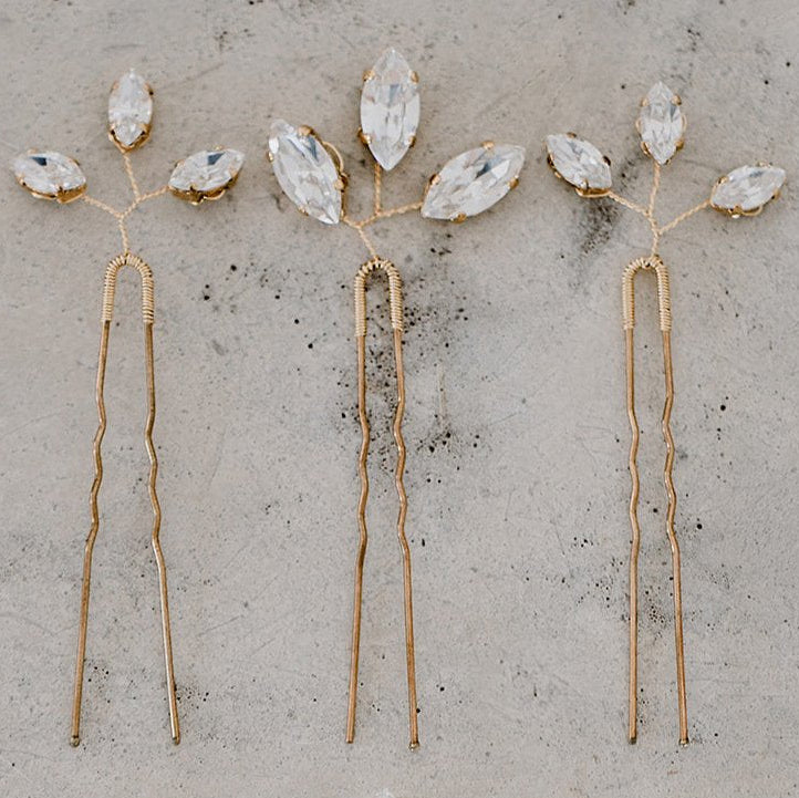 Trude | Brauthaarschmuck - Haarnadeln mit Kristallen