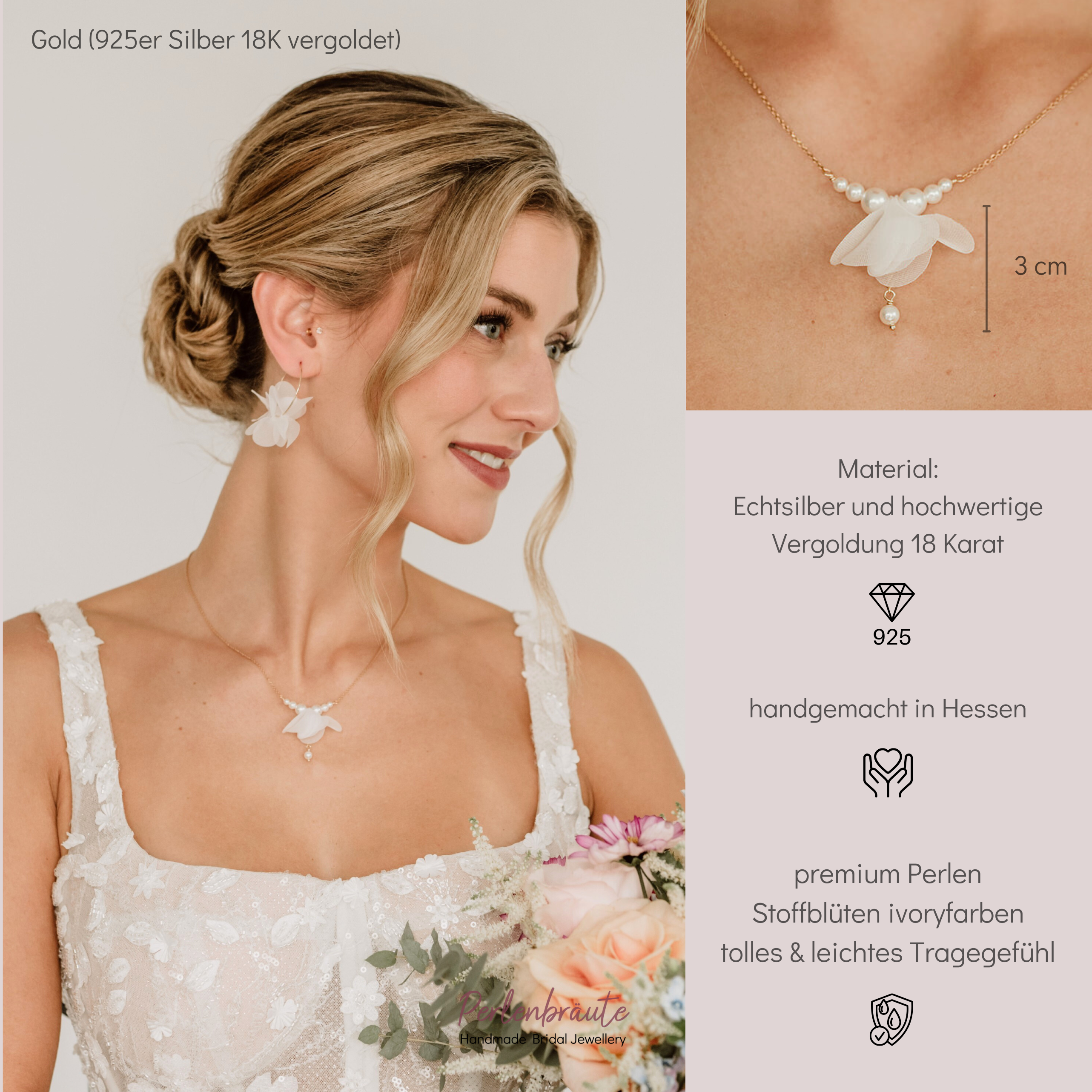 Flora | Braut Halskette mit weißer Blüte