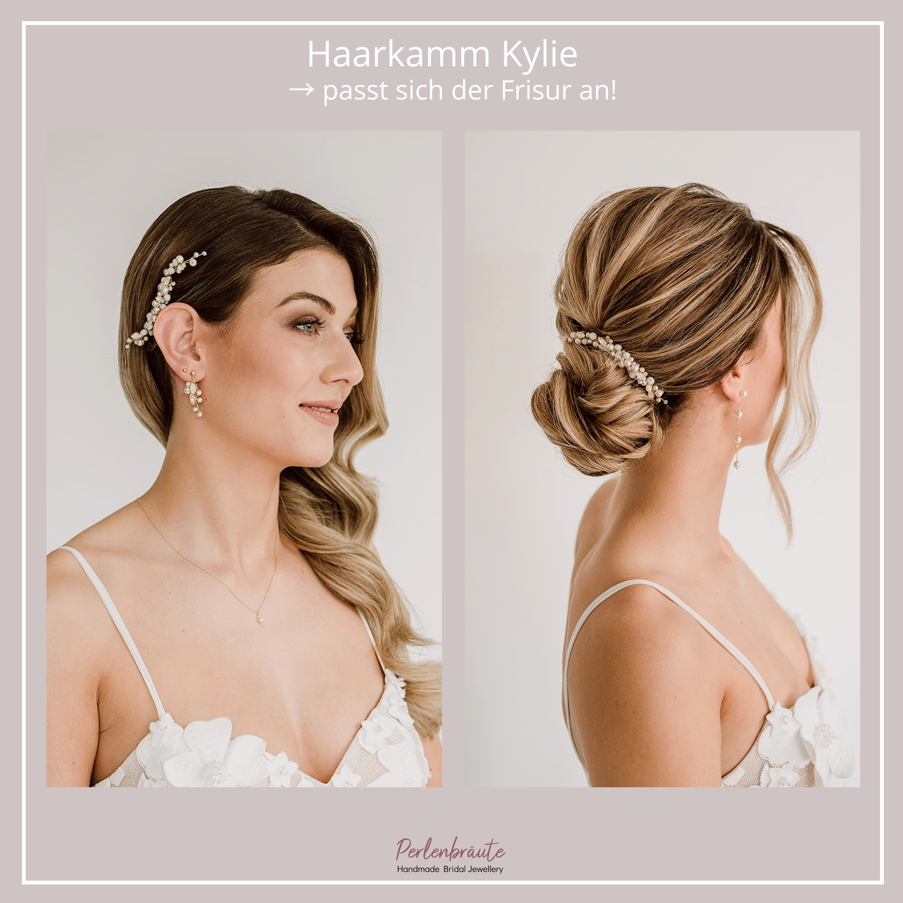 Kylie | Brauthaarschmuck - Haarkamm mit Perlen und Kristallen