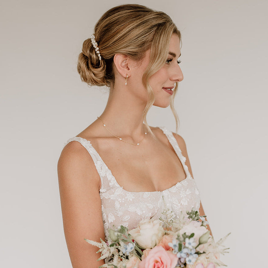 Amelie | Braut Creolen mit echter Perle