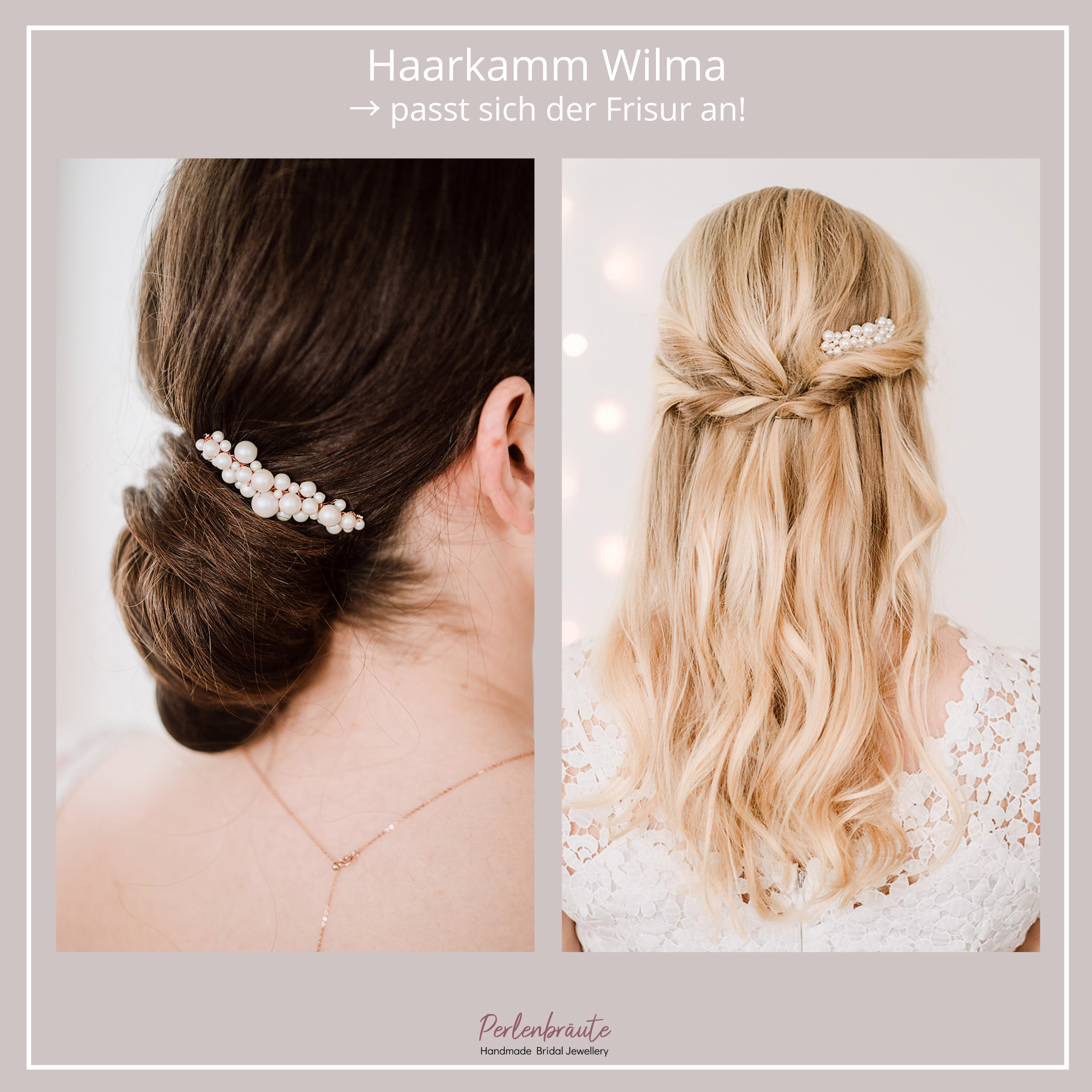 Wilma | Haarschmuck Hochzeit - Haarkamm mit Perlen