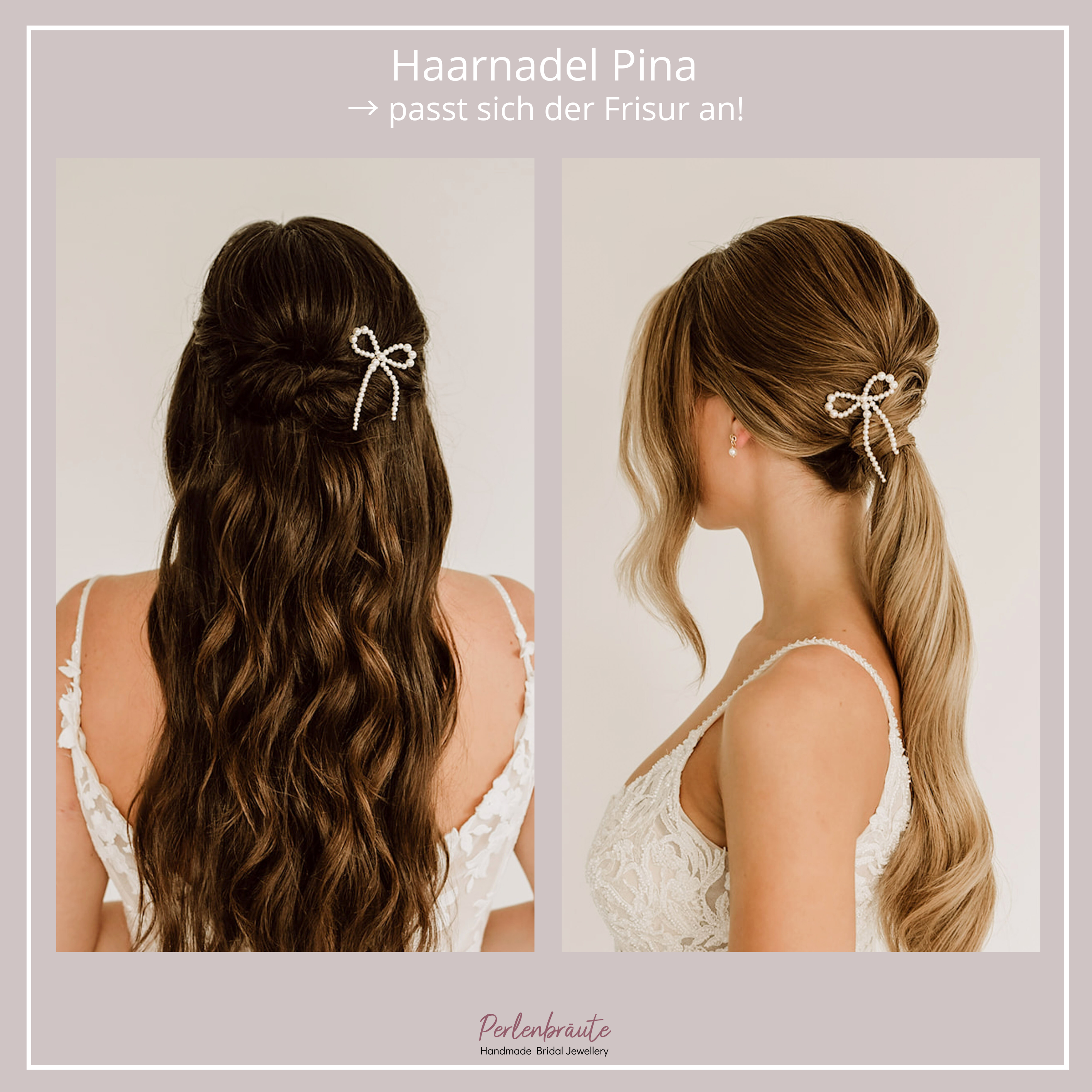 Pina | Haarschmuck Hochzeit - Haarnadeln Schleife aus Perlen