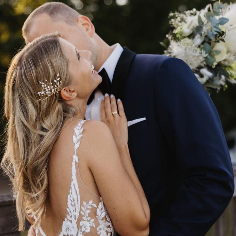 Gretchen | Haarschmuck Hochzeit, Haarnadeln mit Blättern und Perlen