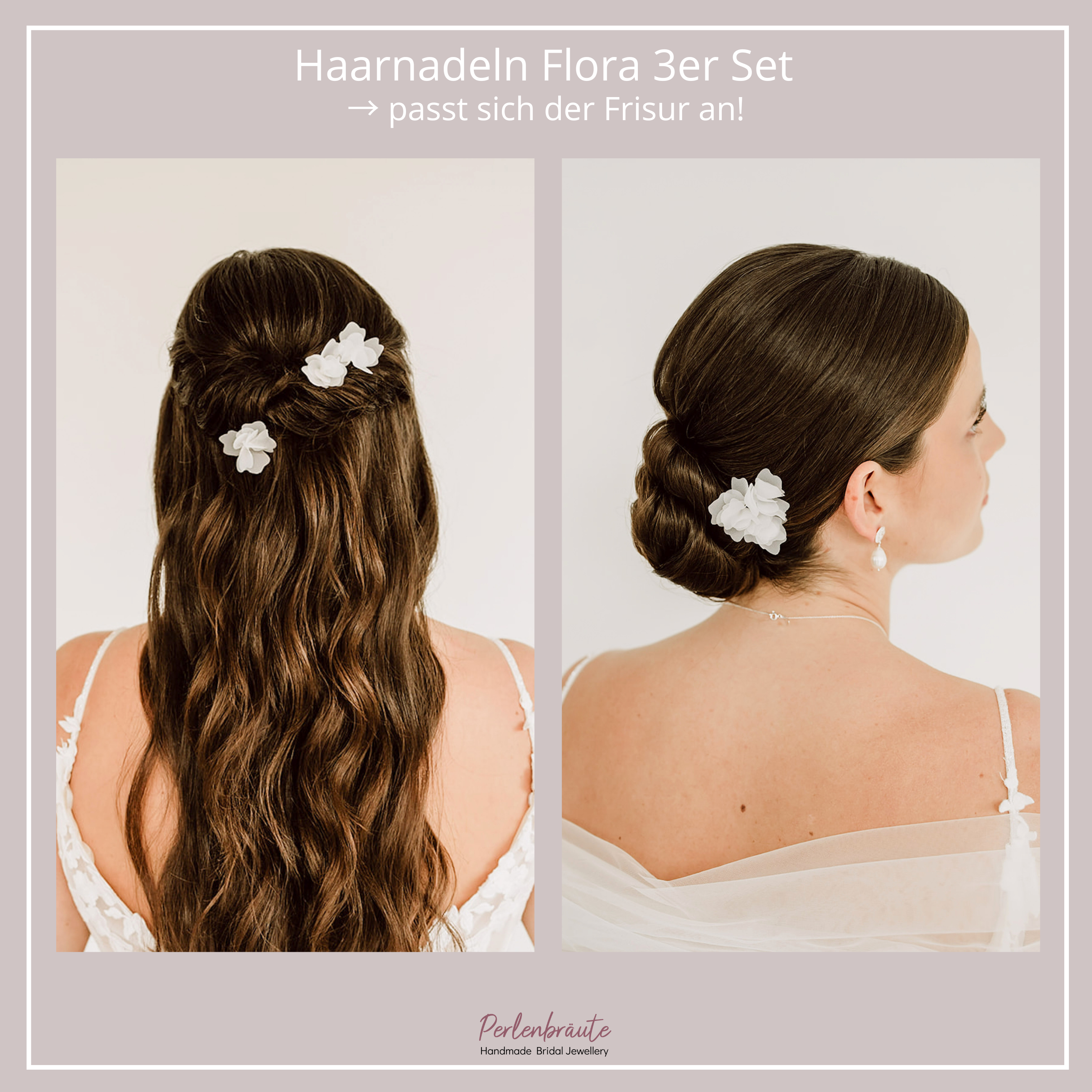 Flora | Hochzeit Haarschmuck - Haarnadeln mit Stoffblüten