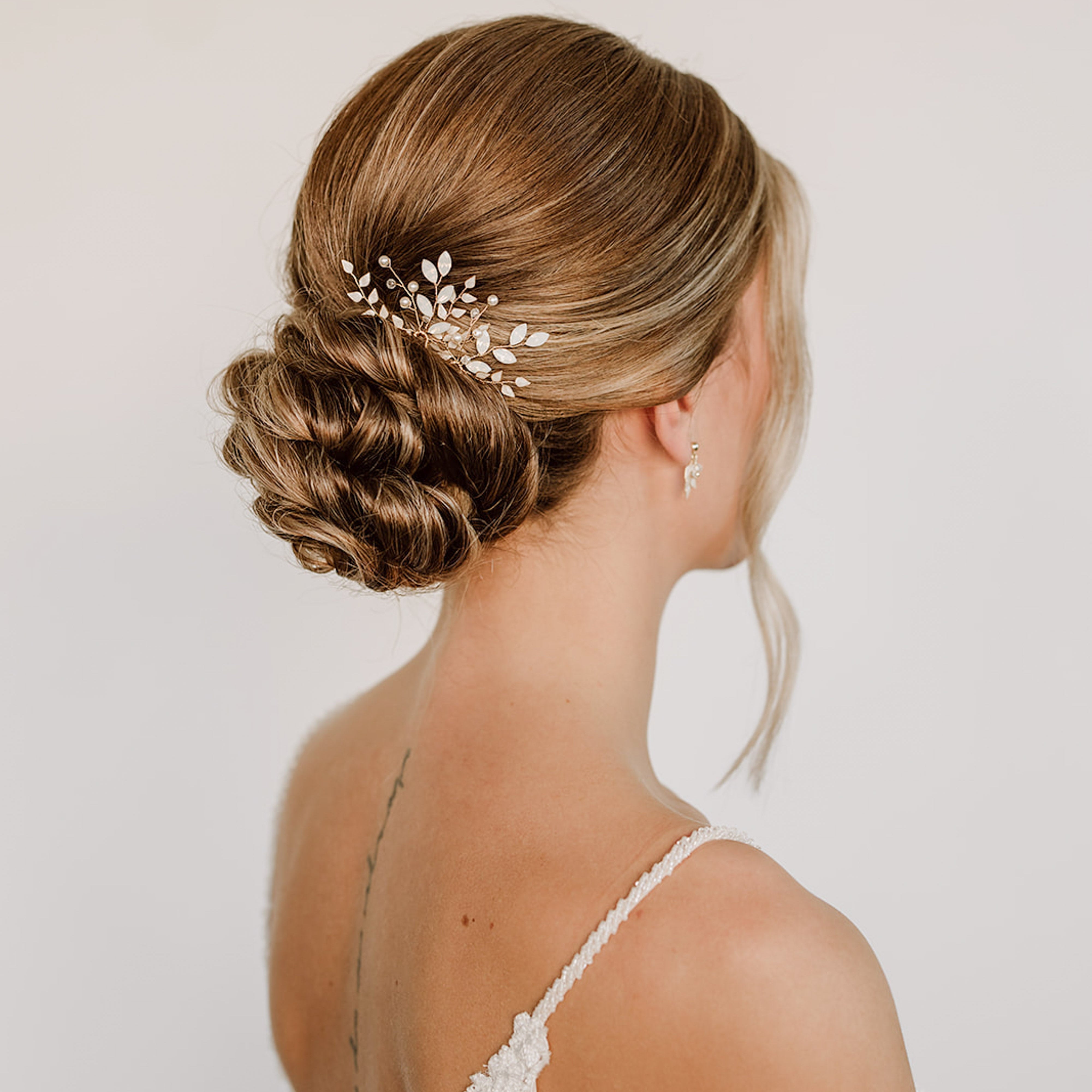 GENBREE Braut-Haarnadeln Mit Perlen & Strass | Für Hochzeit, Ball Oder Party | Silberfarben | Ca. 50 Cm Langes Haarteil