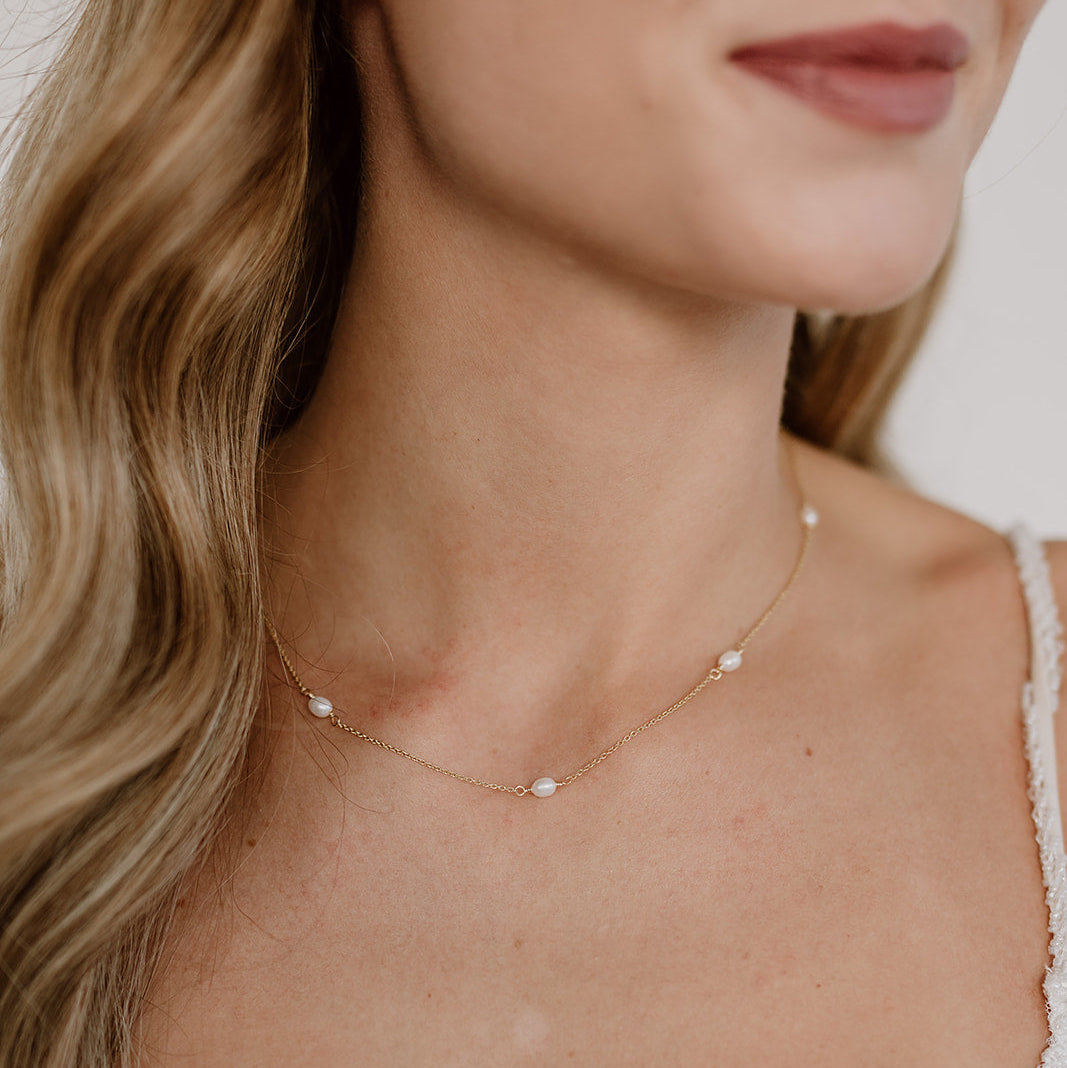 Amaris | Braut Halskette mit echten Perlen