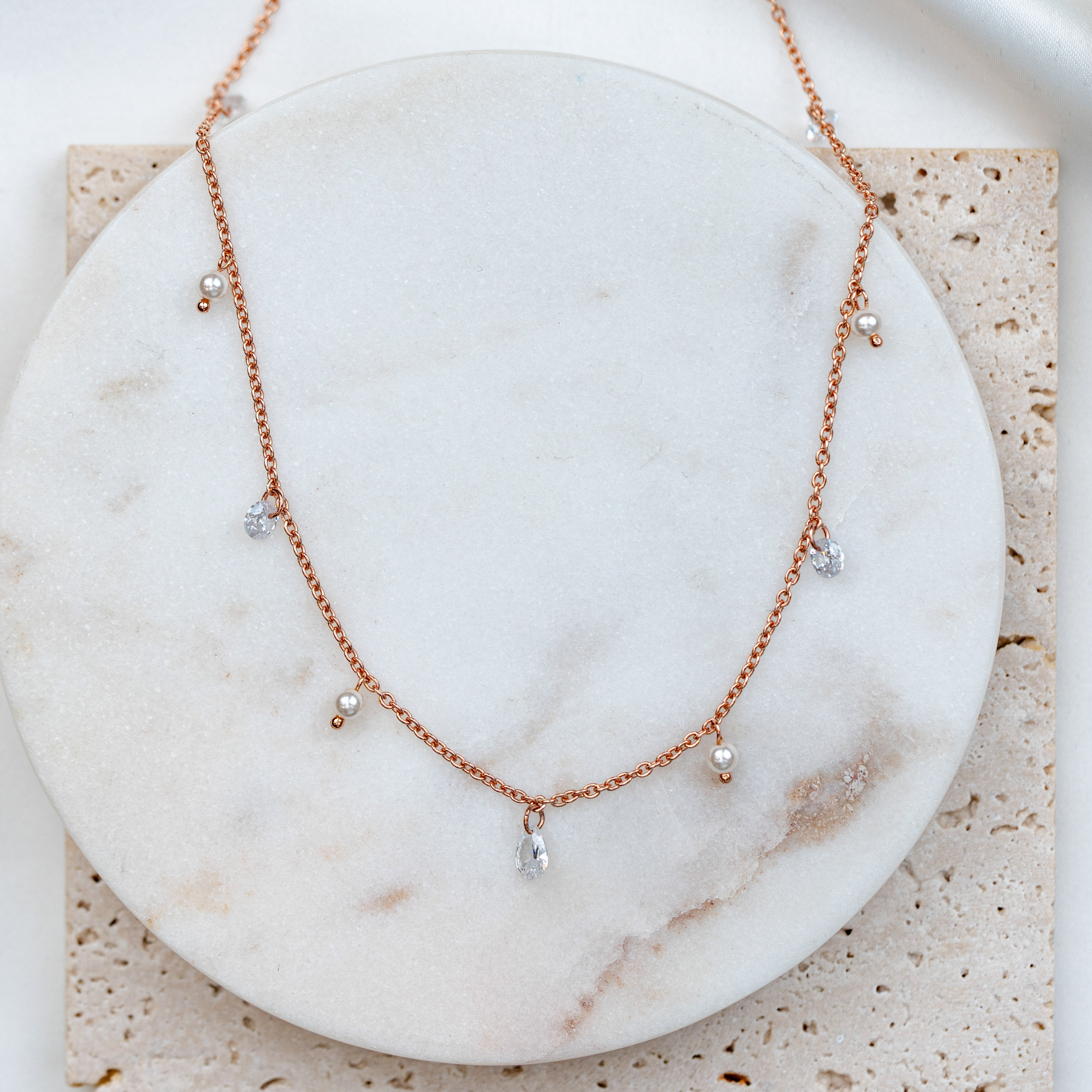 Amina | Braut Halskette mit Perlen