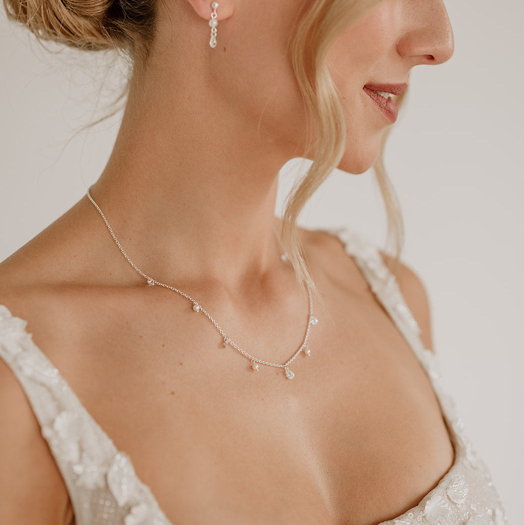 Amina | Braut Halskette mit Perlen