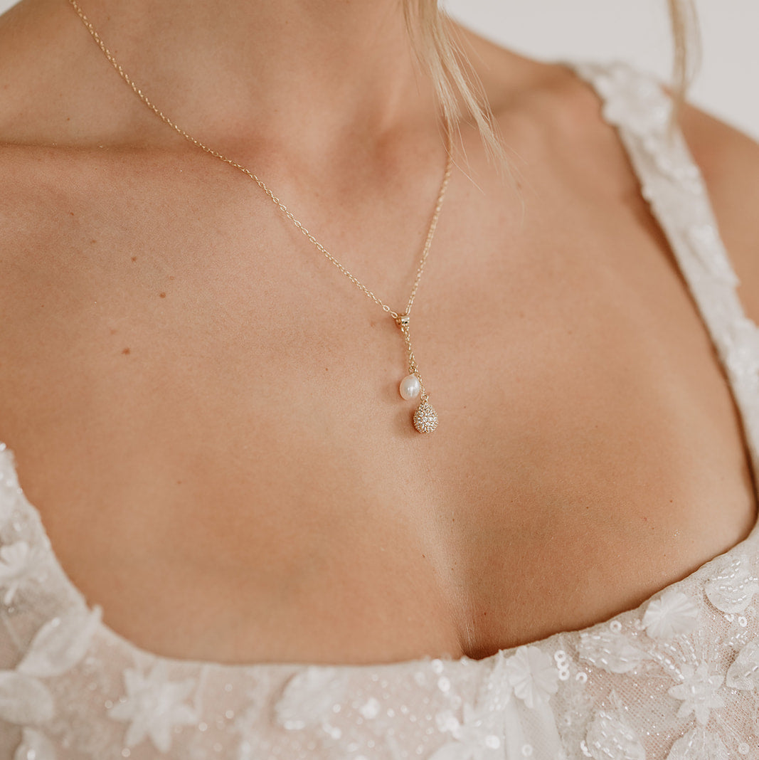Elaine | Braut Halskette mit echter Perle