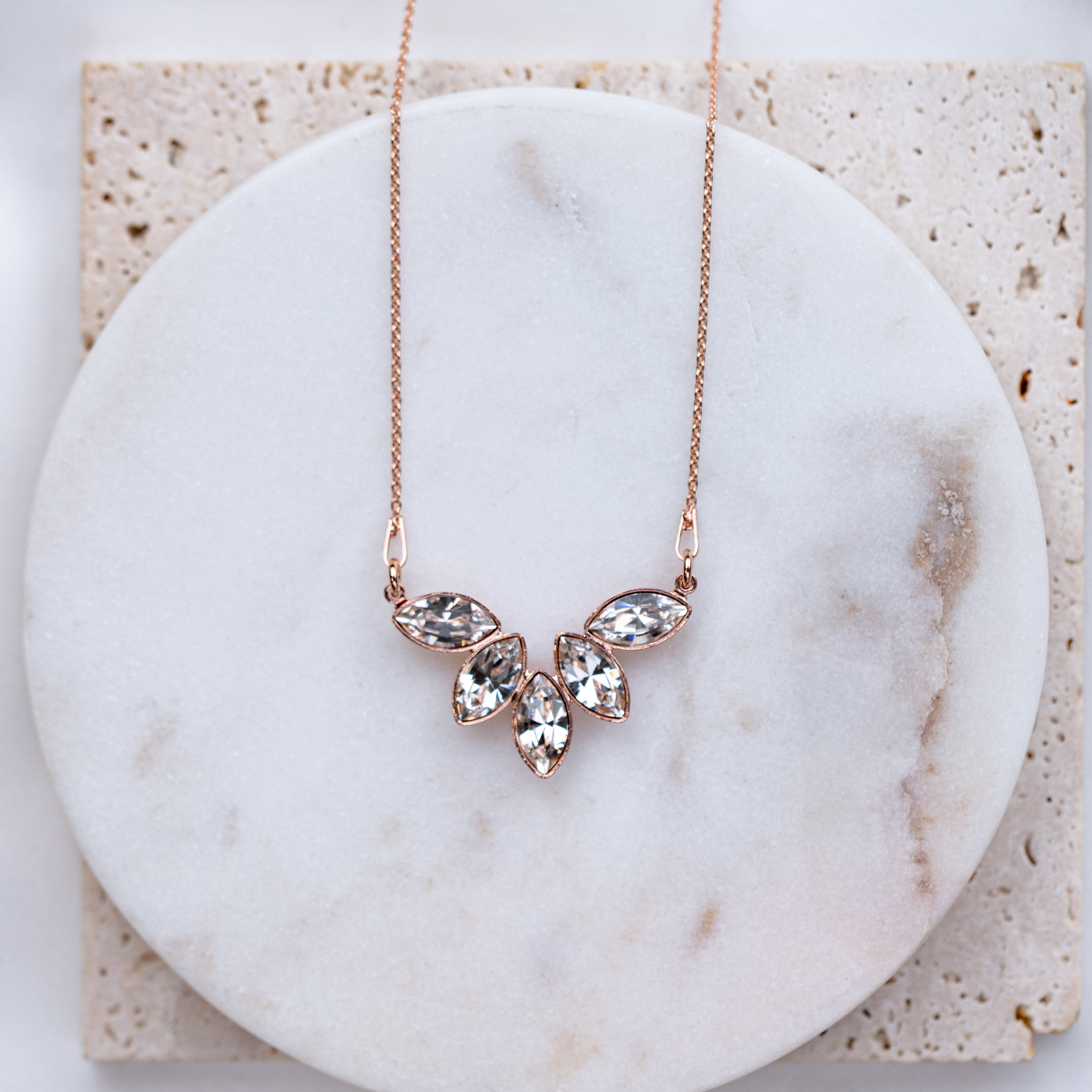 Katy | Braut Halskette mit Kristallen