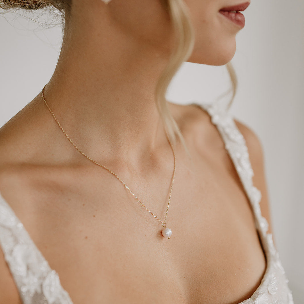 Linda | Halskette Hochzeit mit echter Süßwasserperle