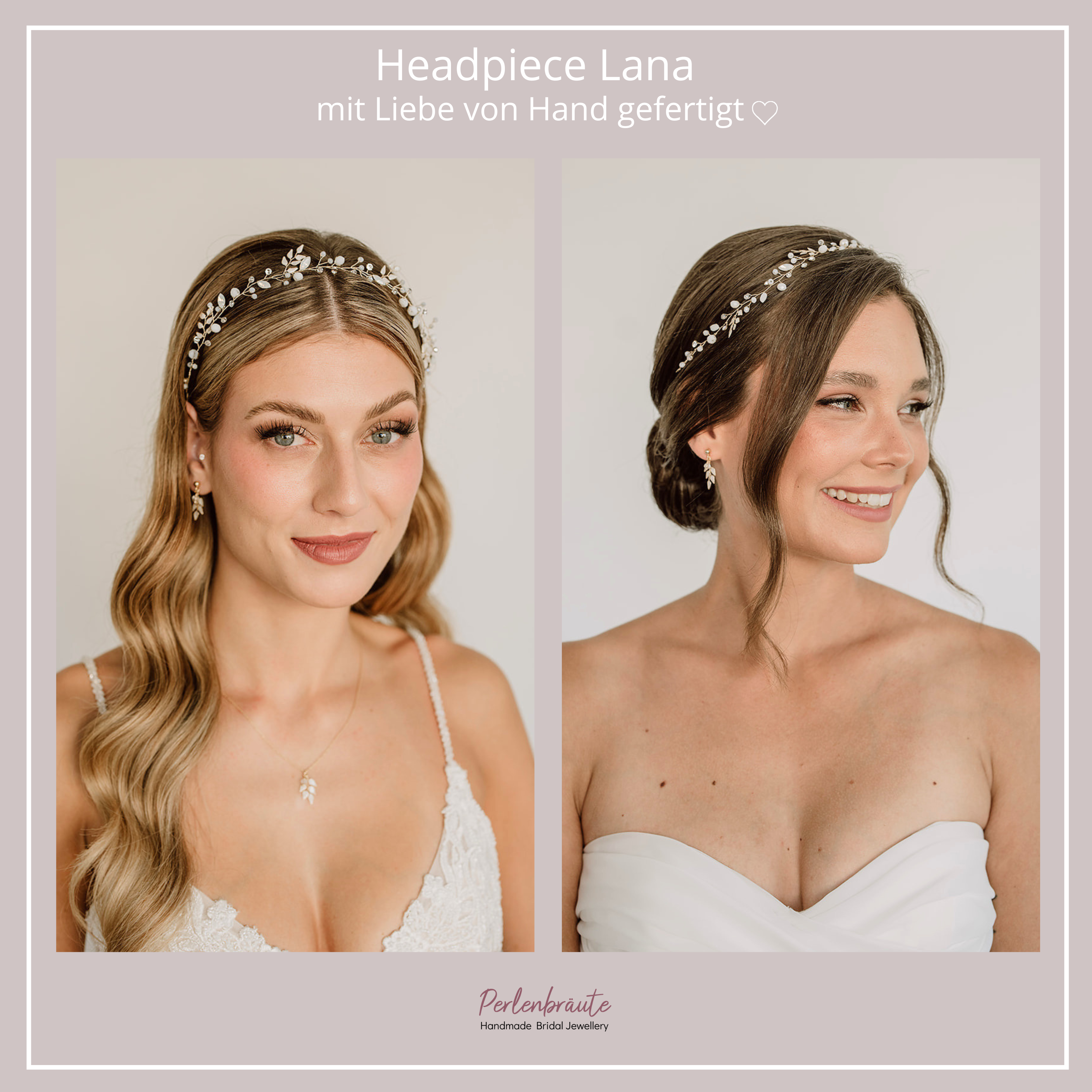 Lana | Brauthaarschmuck - Headpiece mit Blättern und Kristallen