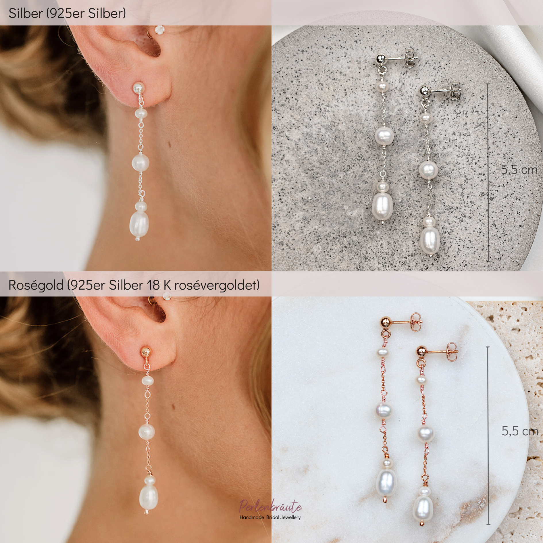 Joy | Braut Ohrringe mit echten Perlen