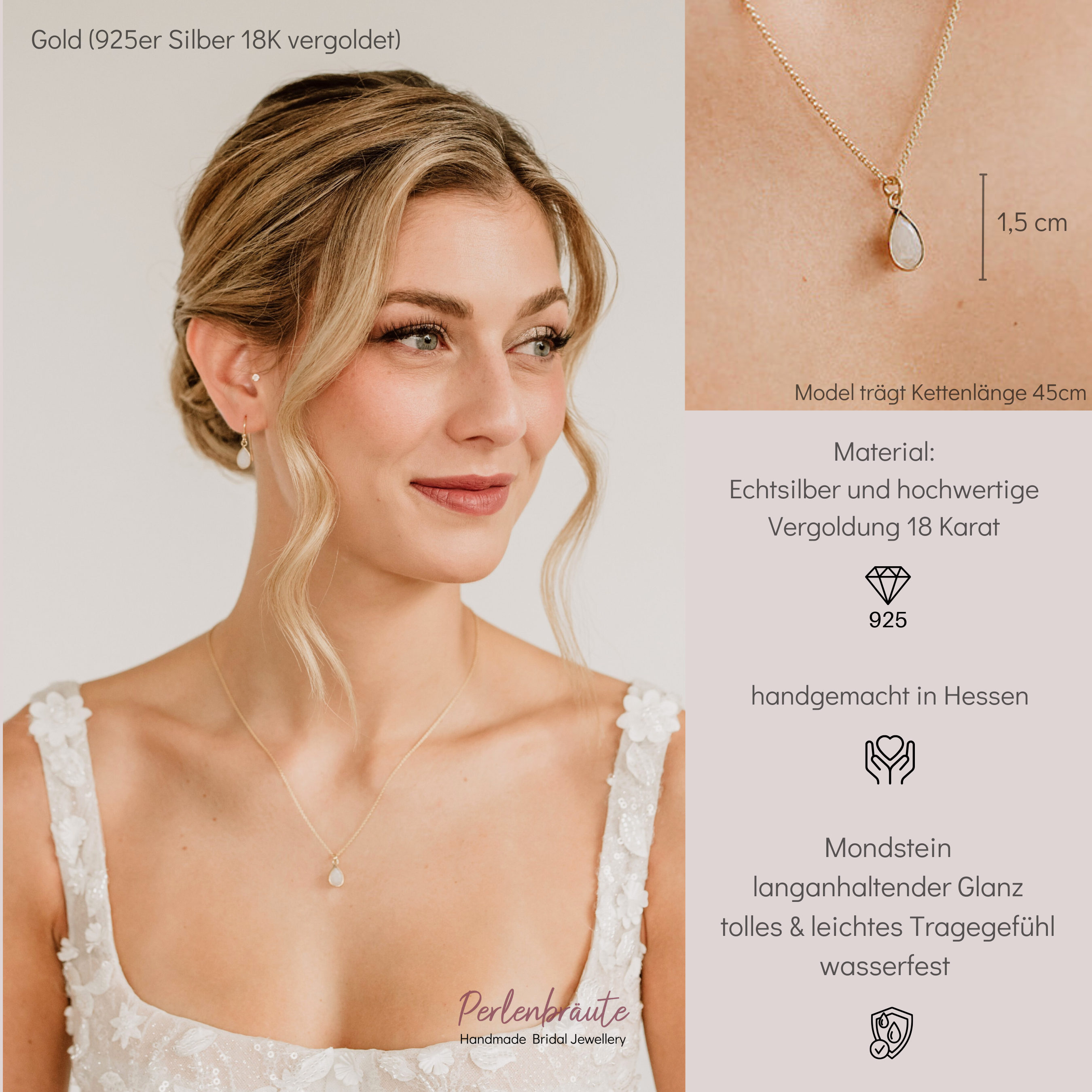 Juna | Braut Halskette mit Mondstein