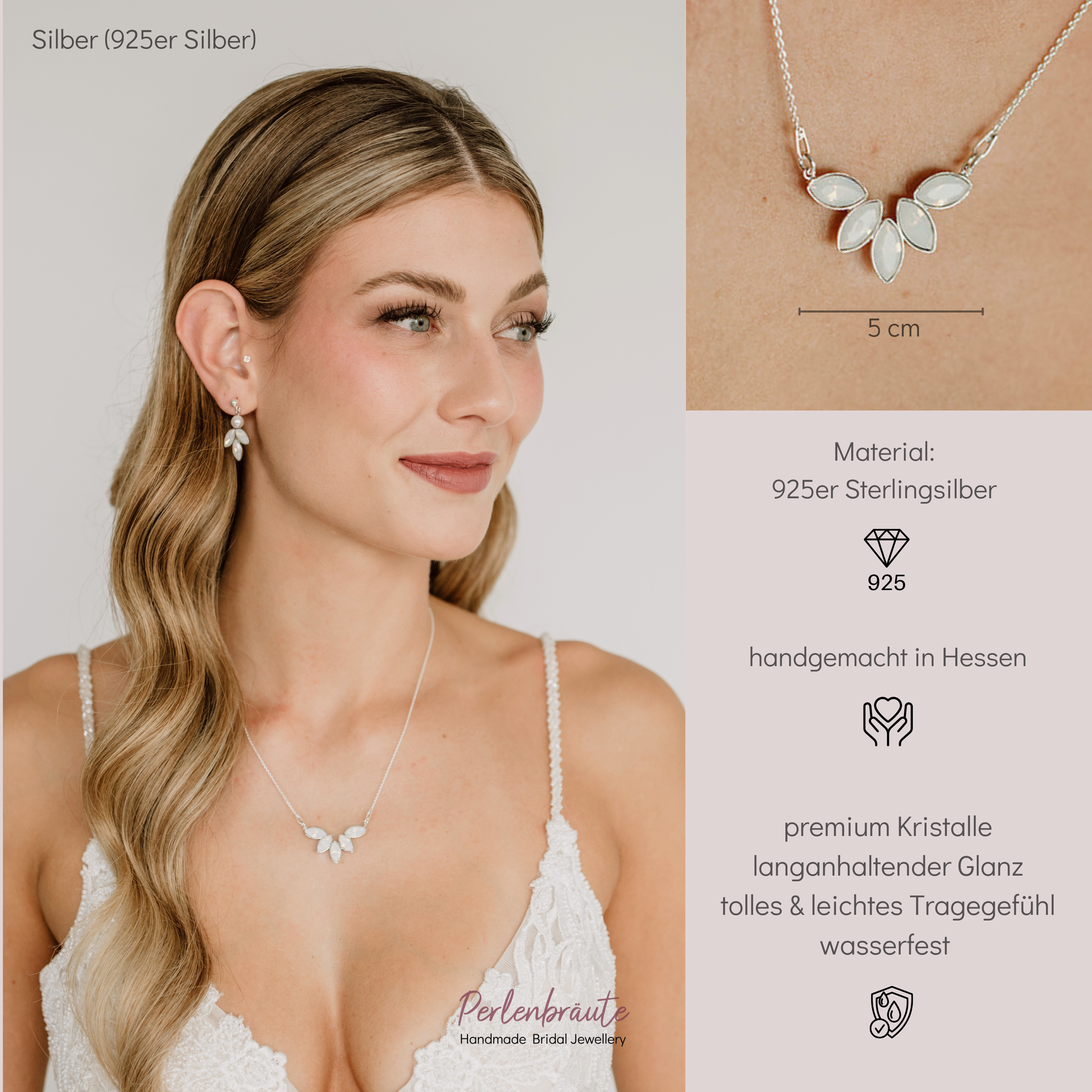 Katy | Braut Halskette mit Kristallen