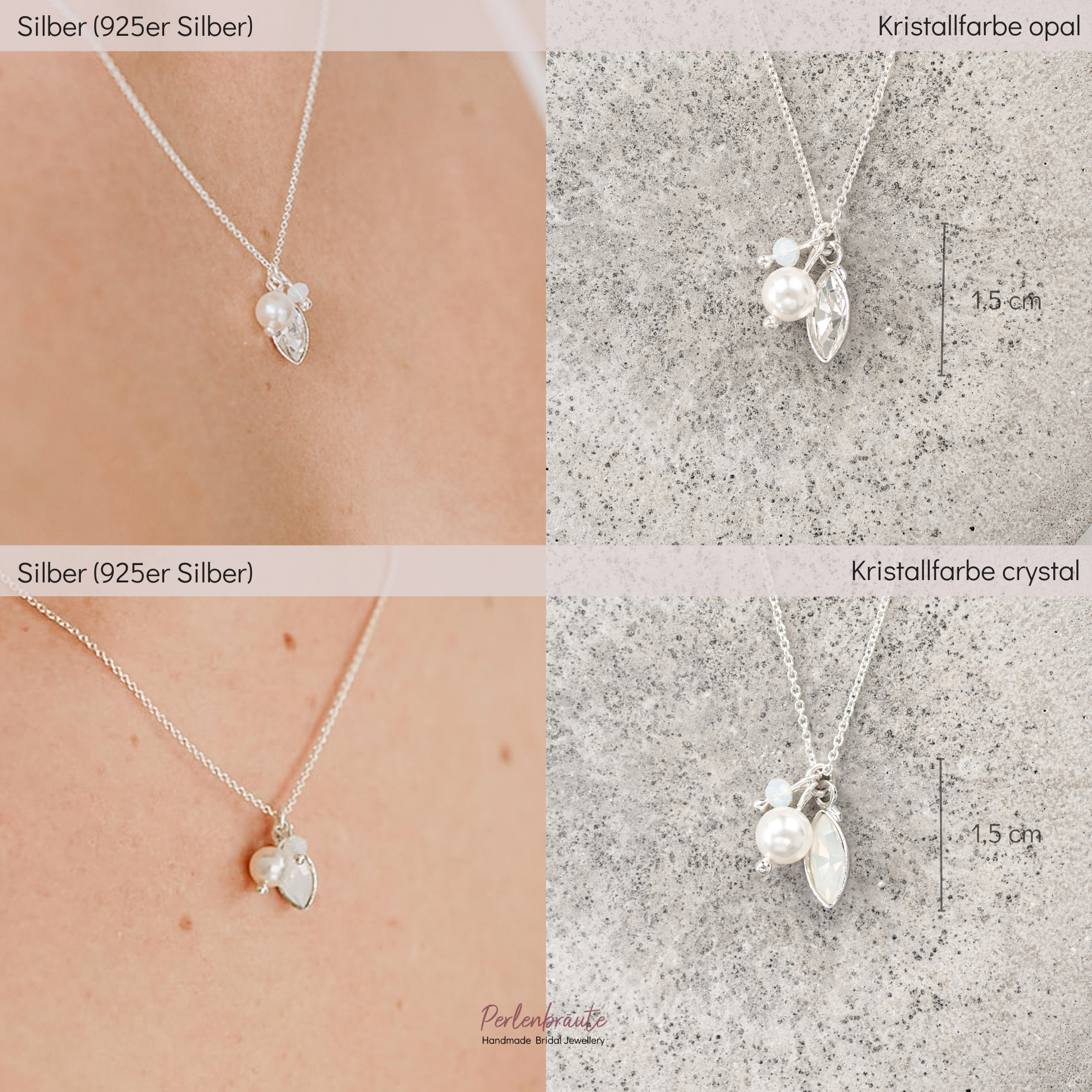 Kylie | Braut Halskette mit Perle und Kristallen