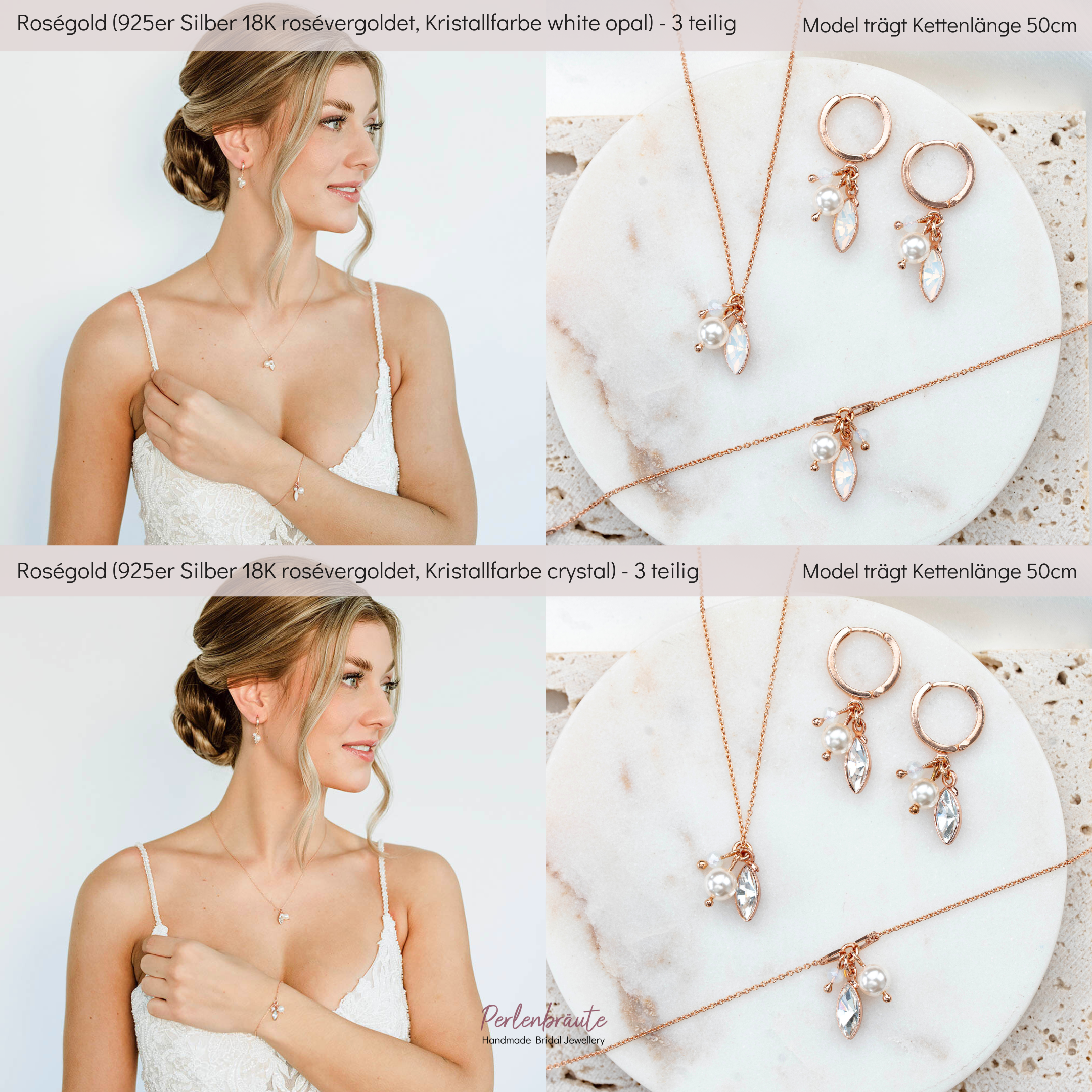 Kylie | Brautschmuck Set mit Perlen und Kristallen