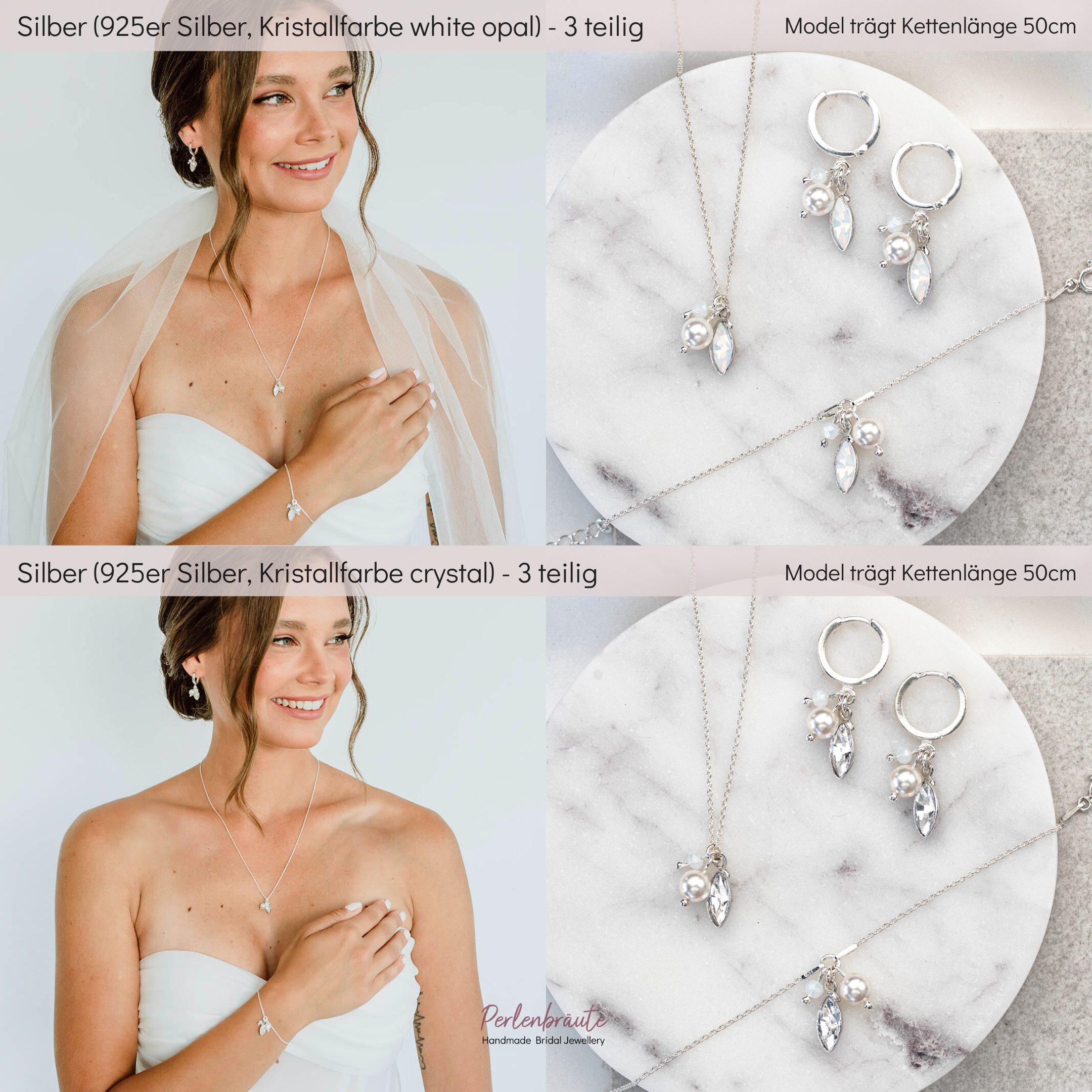 Kylie | Brautschmuck Set mit Perlen und Kristallen