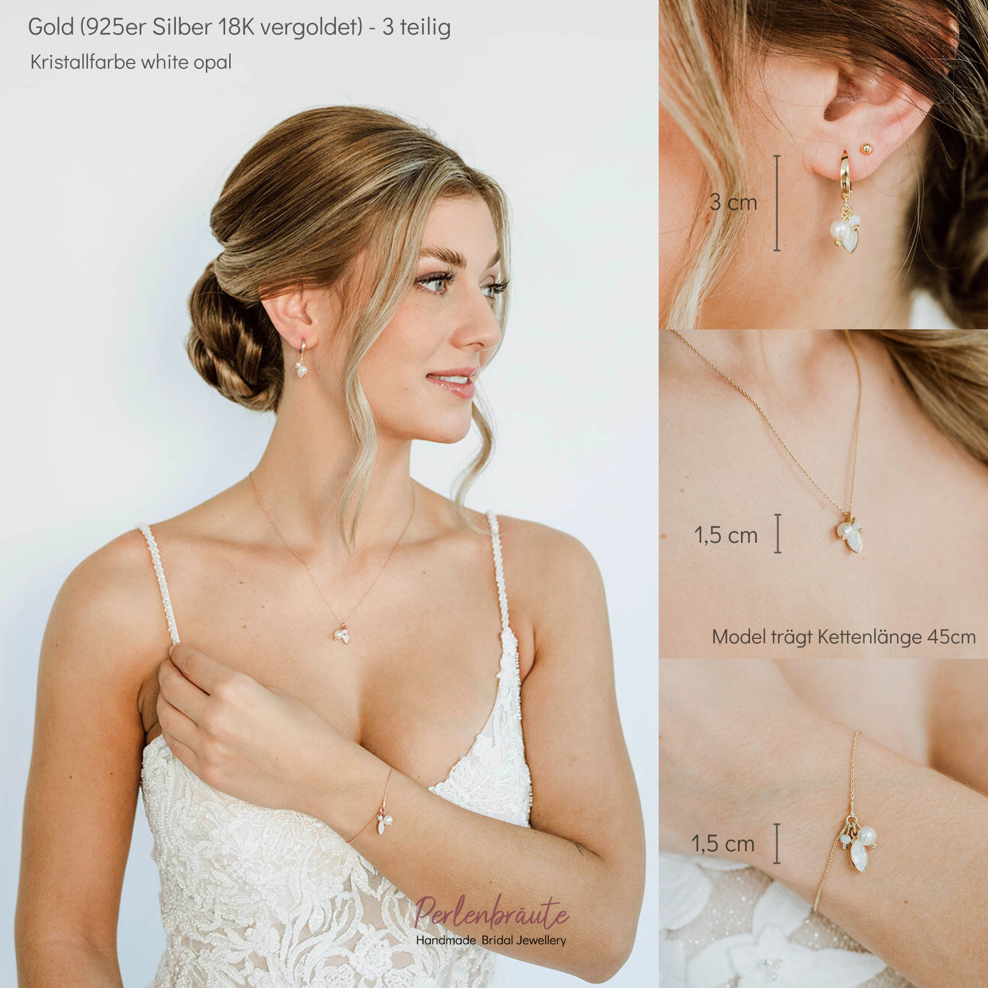 Kylie | Brautschmuck Set mit Perlen und Kristallen
