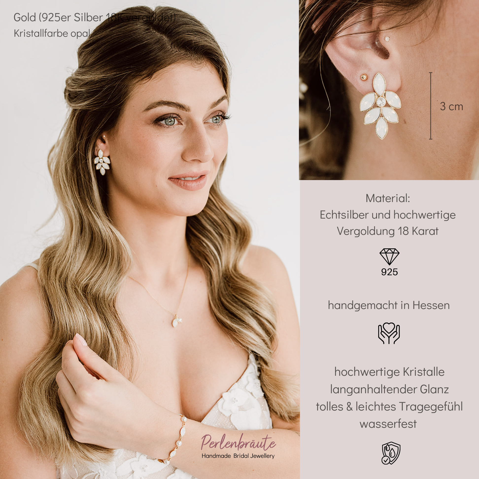 Lisbeth | elegante Ohrringe Hochzeit mit Kristallen