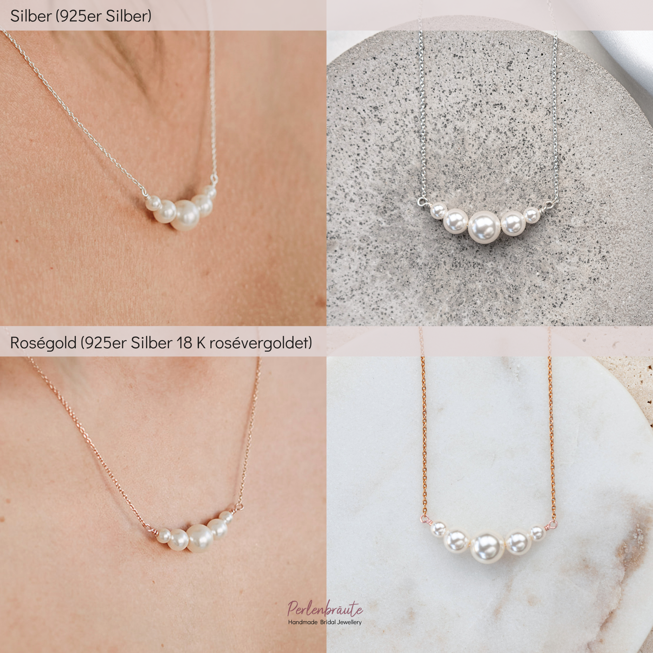 Marie | Halskette Braut mit Perlen