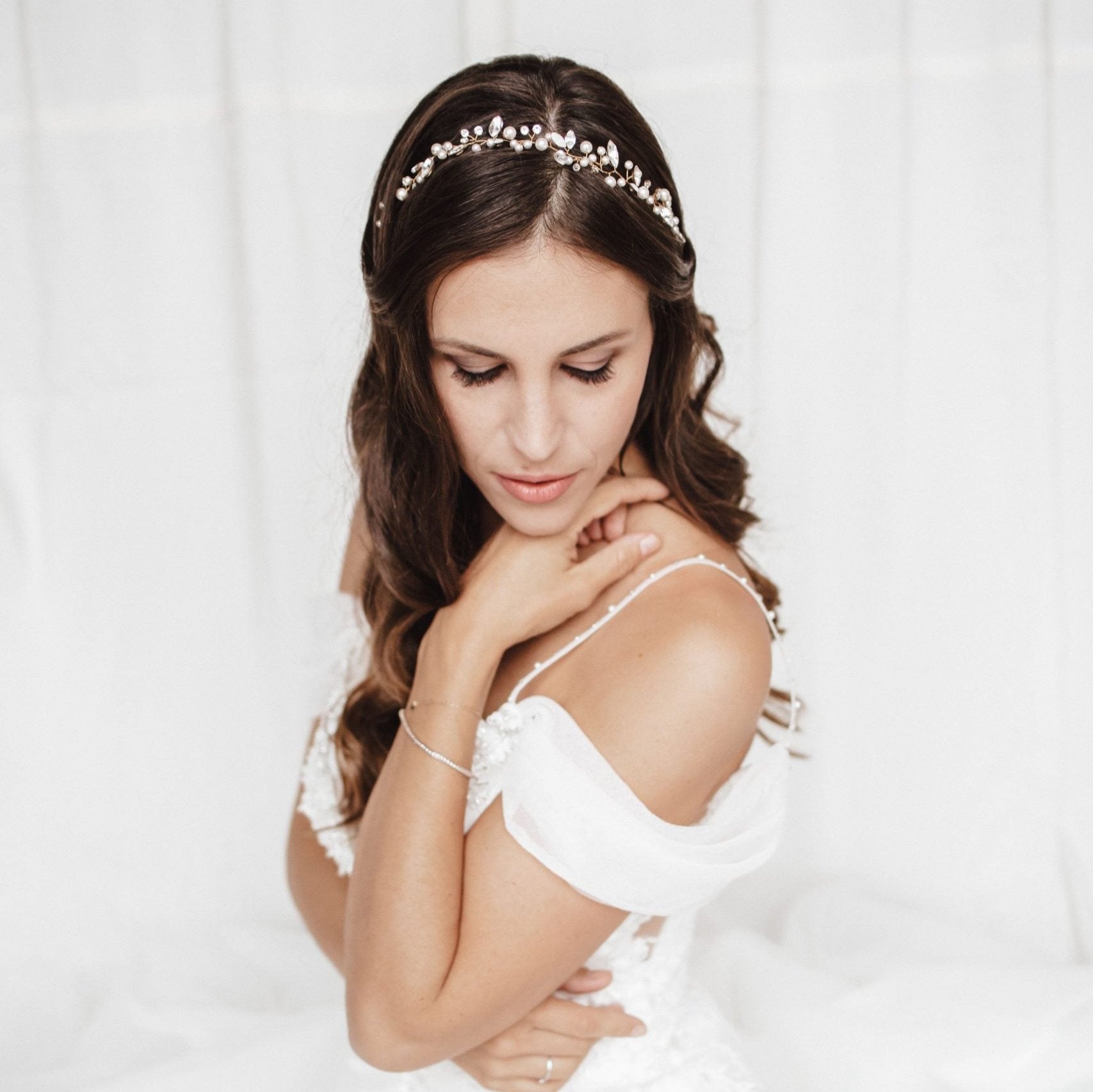 Luise | Haarschmuck Hochzeit, Headpiece mit Perlen und Kristallen