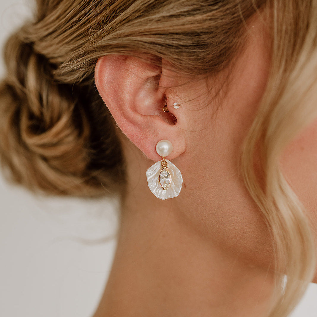 Fayette | Braut Ohrringe Blatt & Kristall