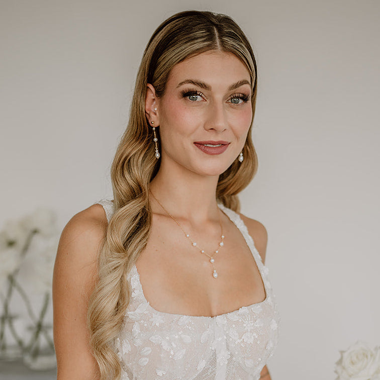 Joy | Braut Ohrringe mit echten Perlen