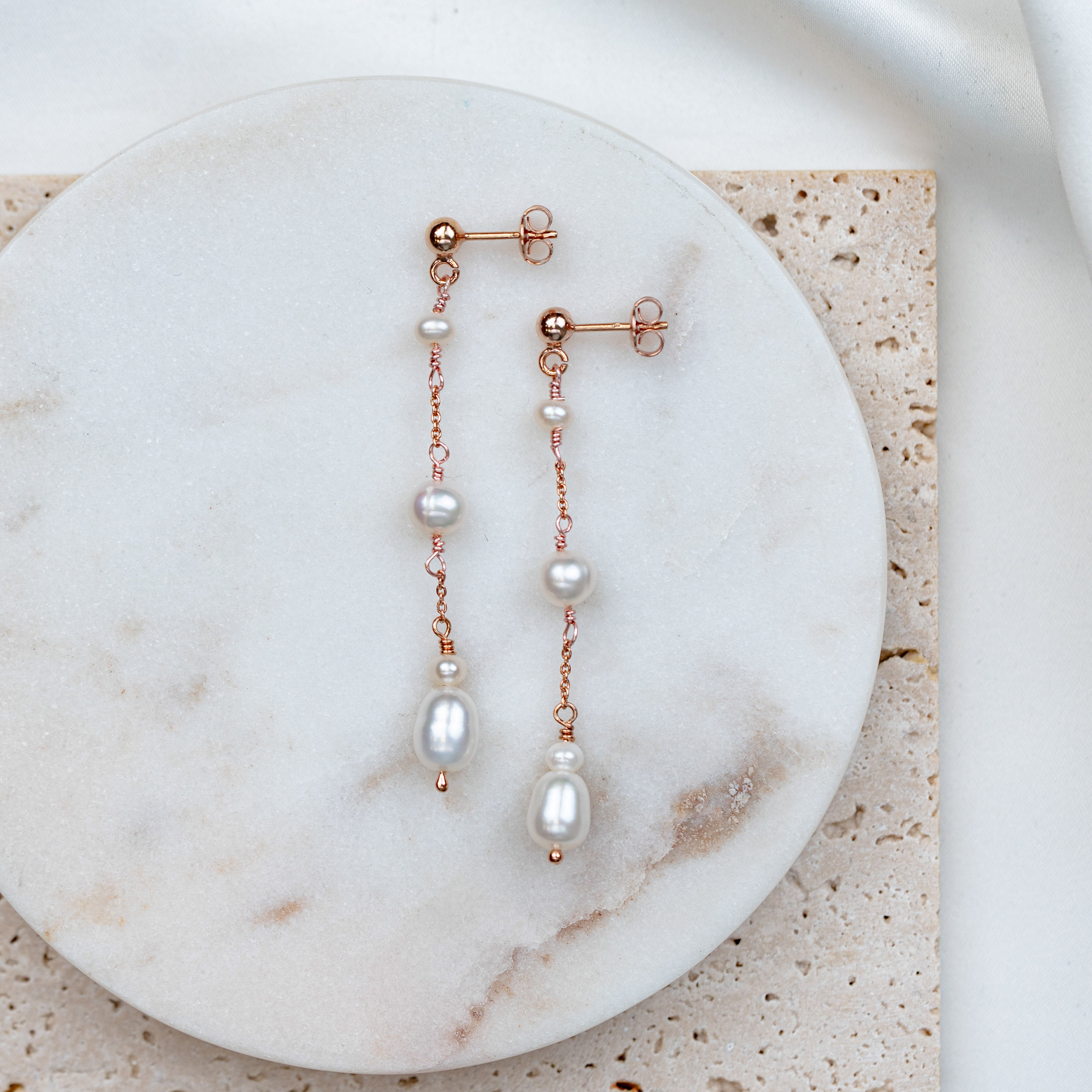 Joy | Braut Ohrringe mit echten Perlen