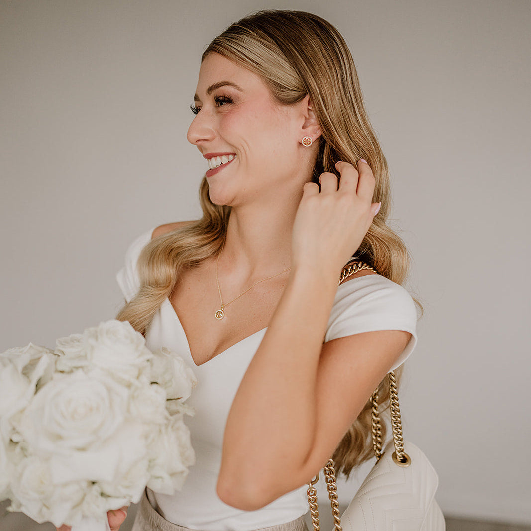 Olivia | runde Braut Ohrringe mit Kristallen