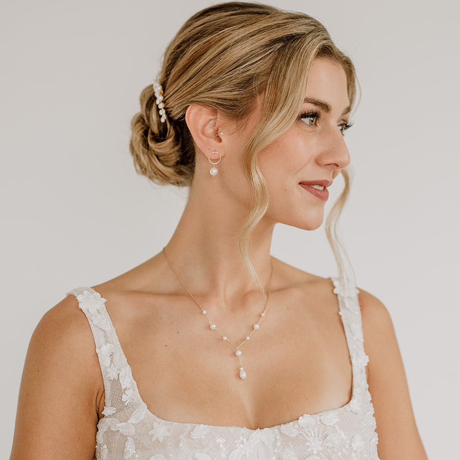 Toni | Brautohrringe mit echten Süßwasserperlen