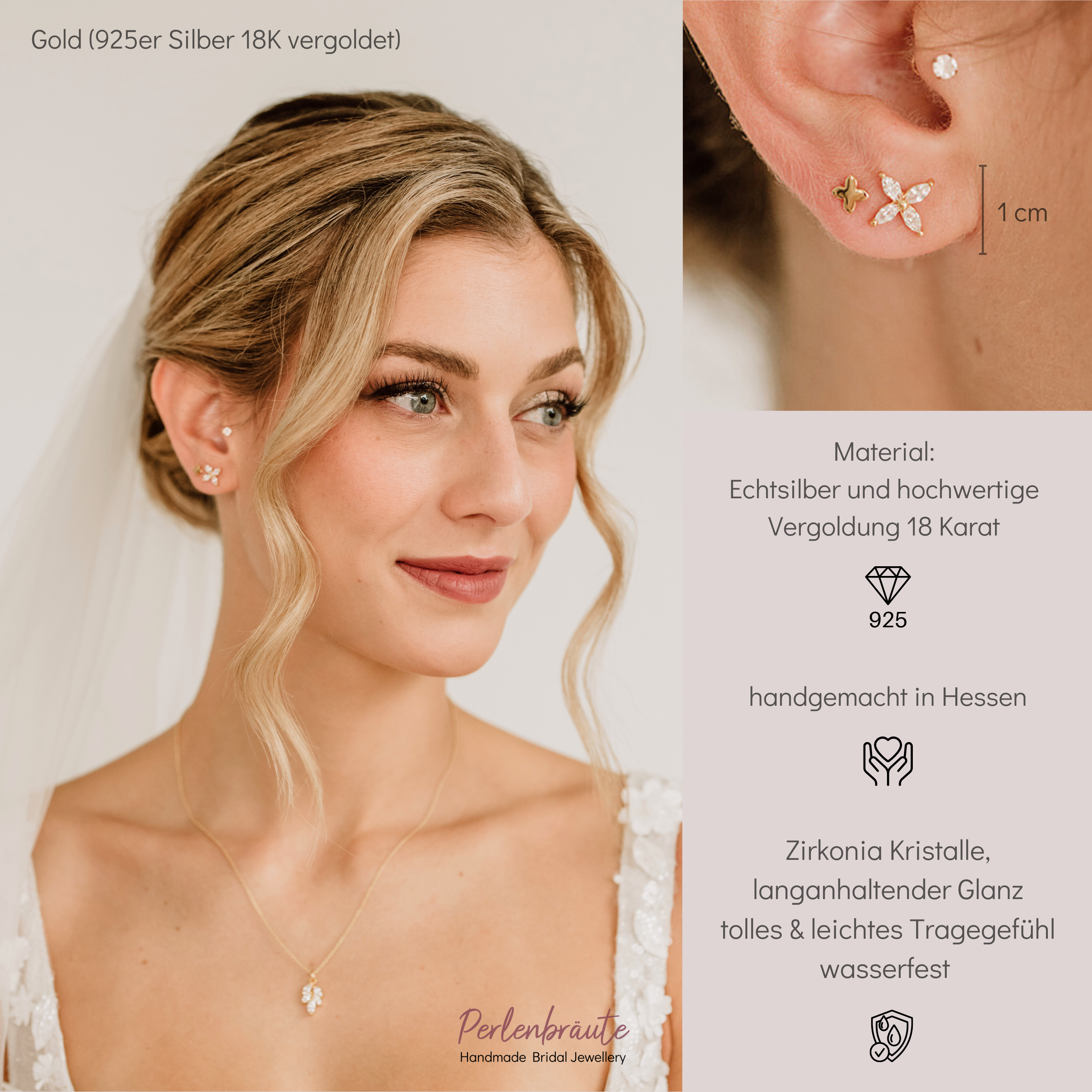 Paola mit Zirkonia | Braut Ohrringe Stern