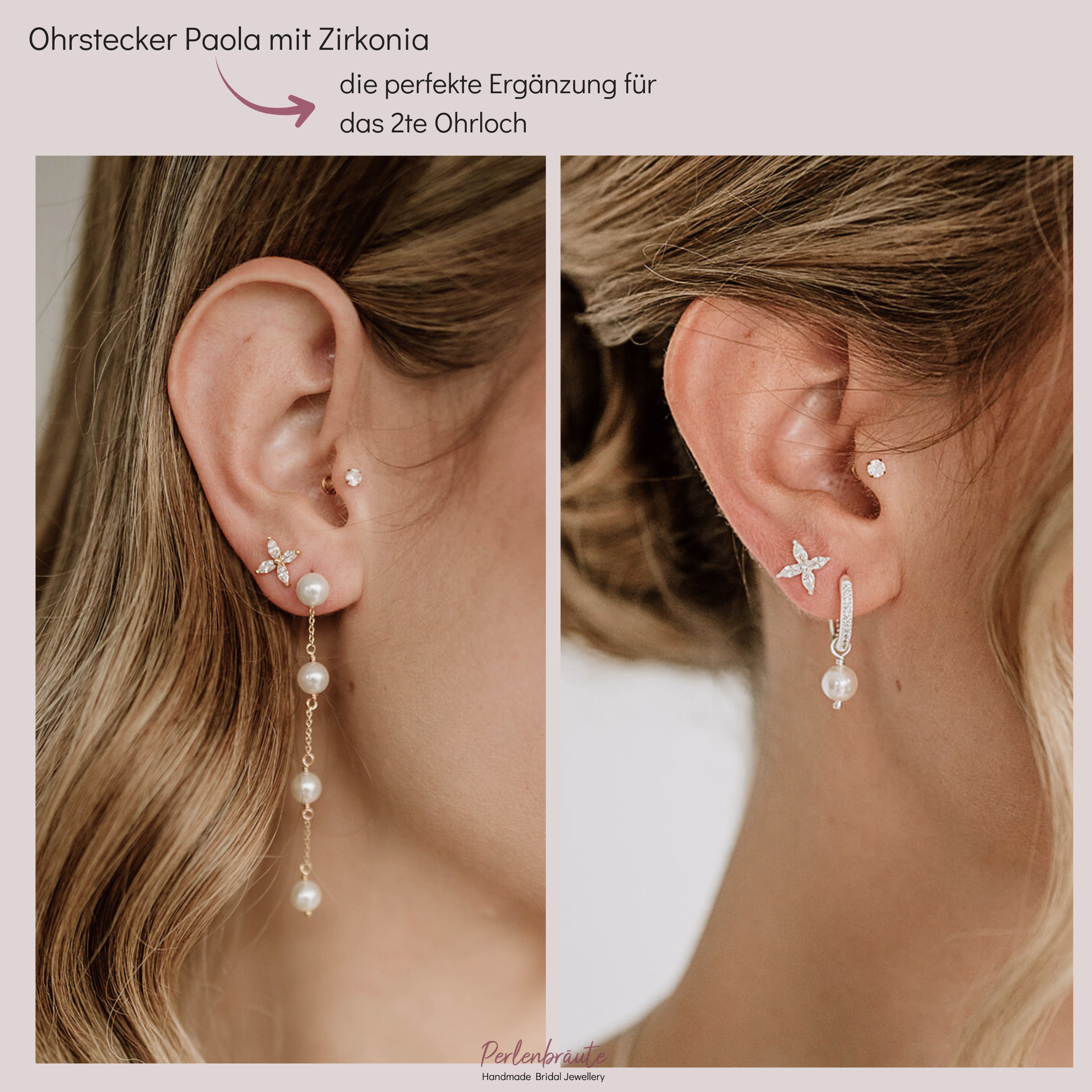 Paola mit Zirkonia | Braut Ohrringe Stern