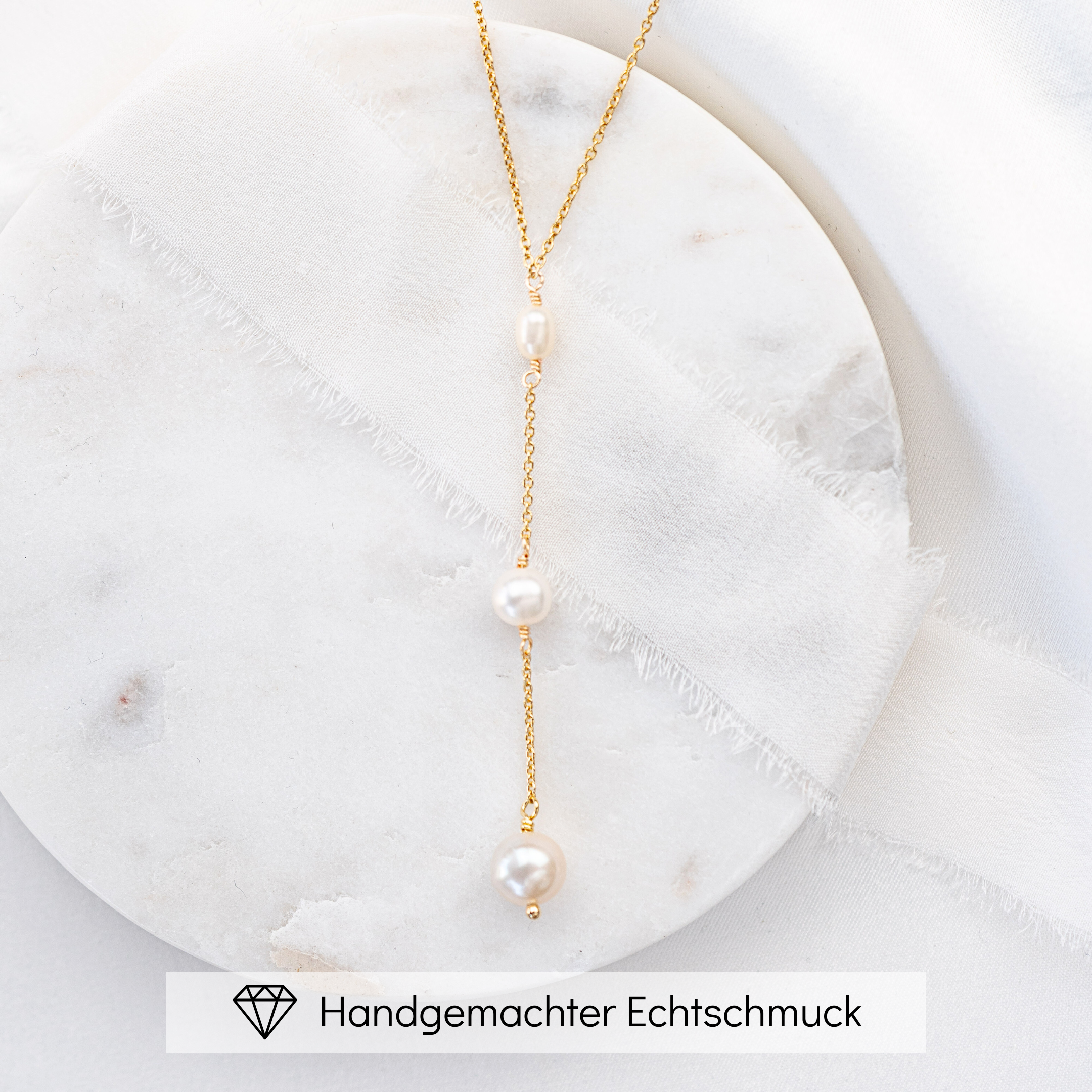 Ava | Halskette Hochzeit - Y-Kette mit echten Süßwasserperlen