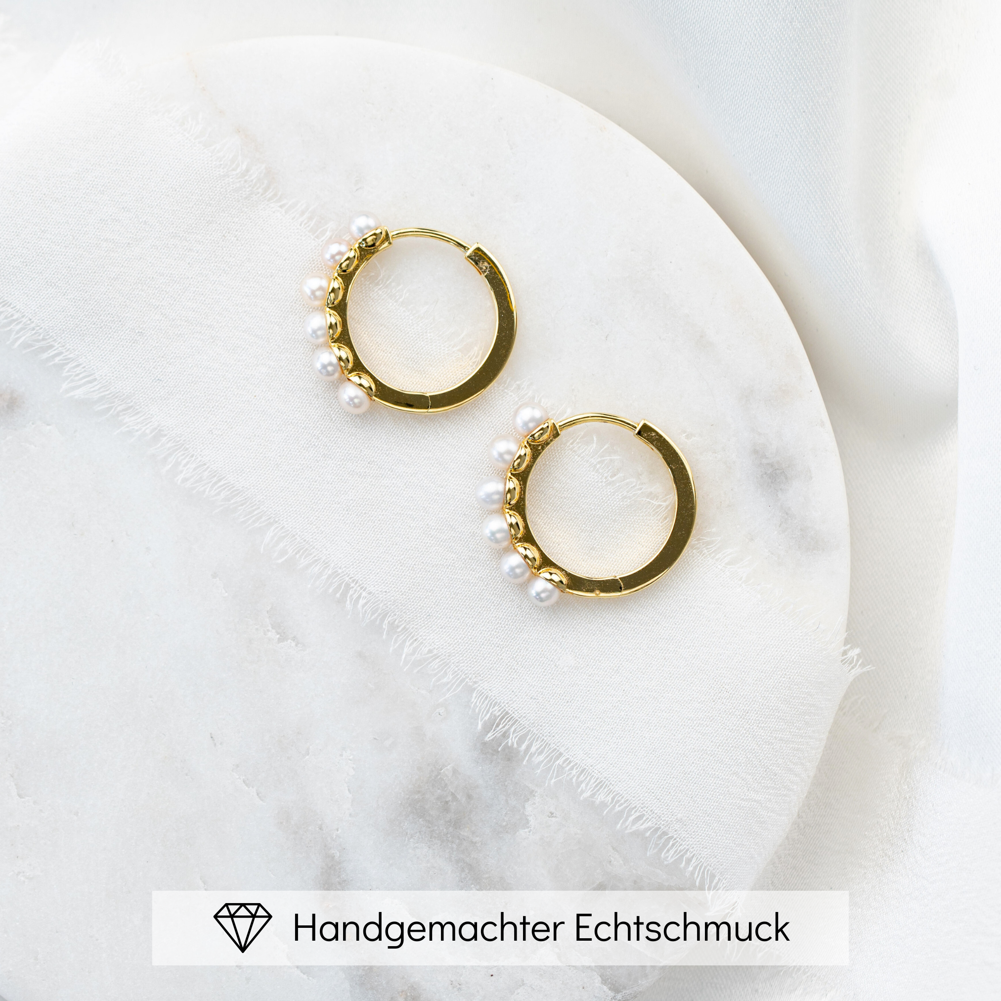 Elli | Creolen Hochzeit mit kleinen - echten Perlen