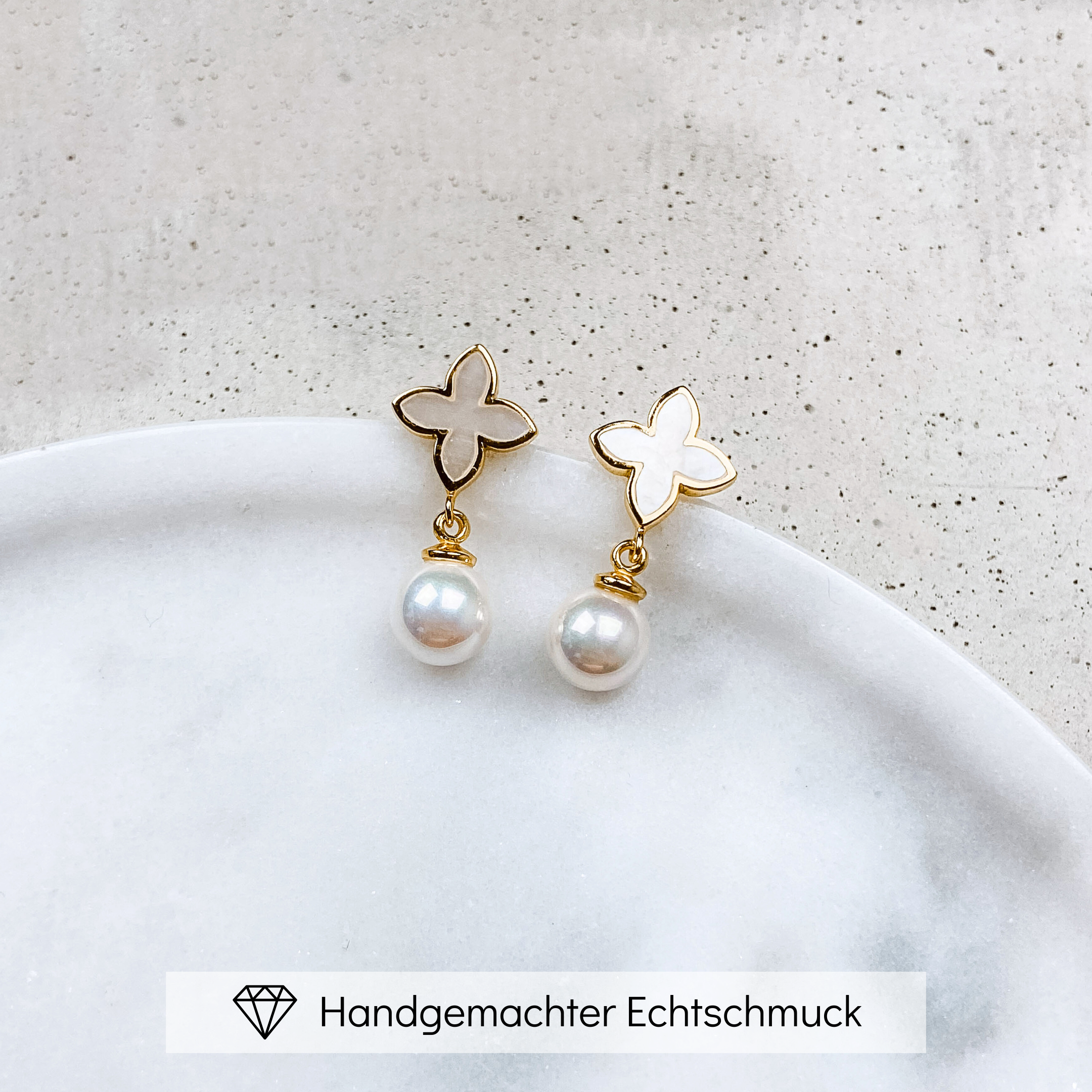 Daisy mit Perle | Ohrringe Hochzeit mit Blüte und Perle