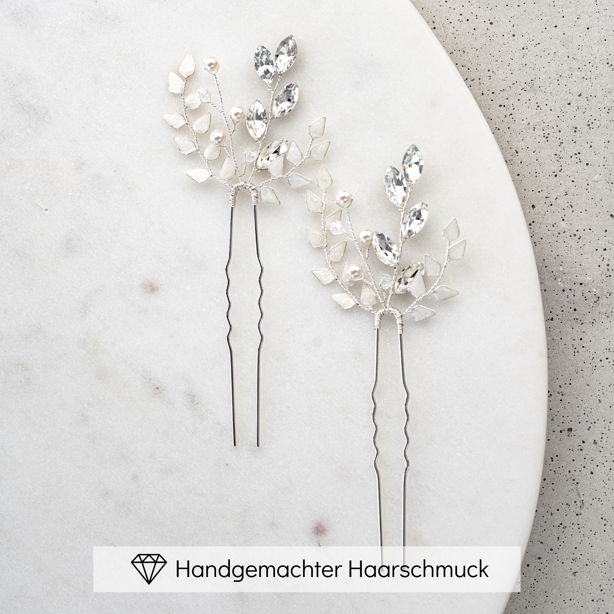 Gretchen | Haarschmuck Hochzeit - Haarnadeln mit Blättern und Perlen