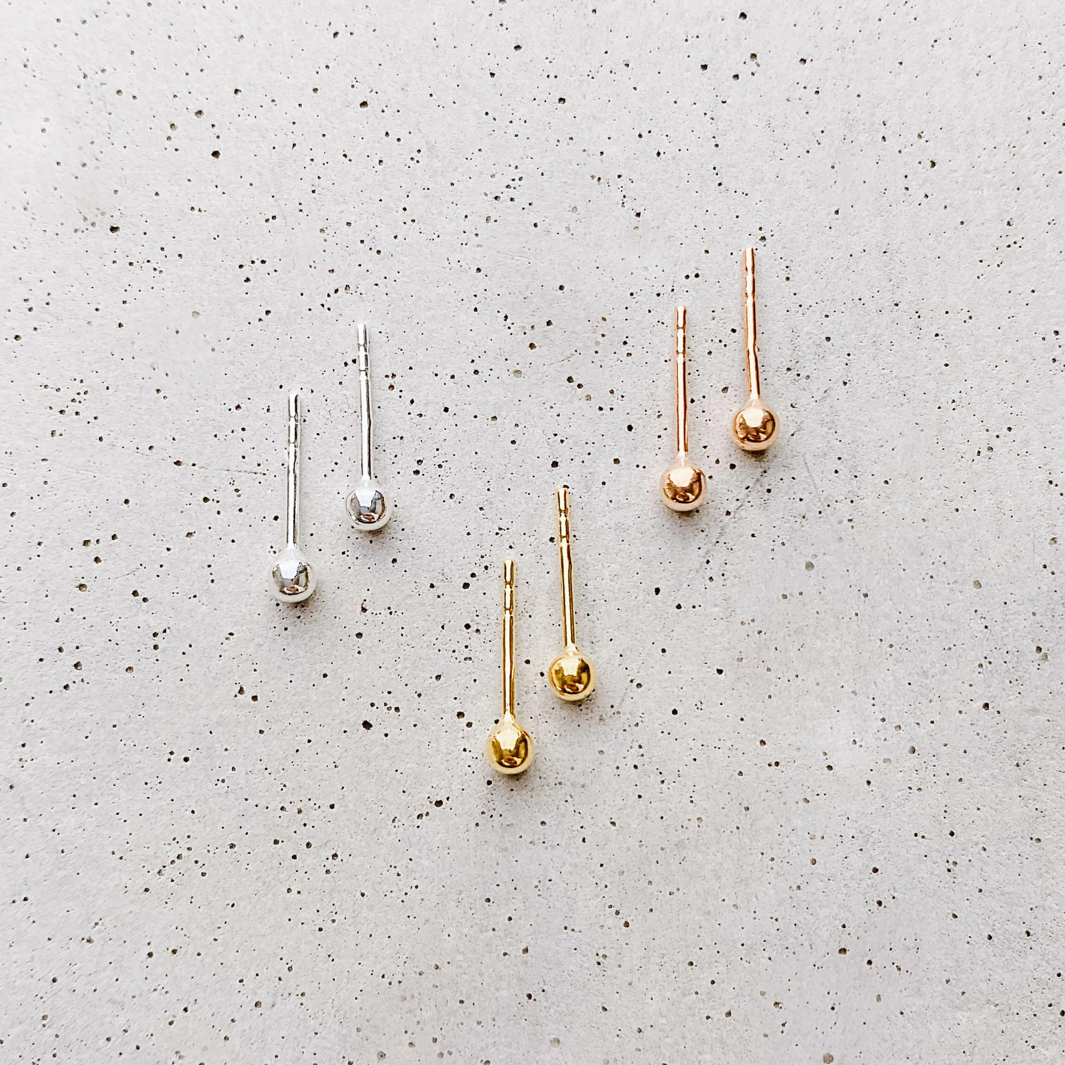 Kaya 3mm | schlichte Brautohrstecker - zweites Ohrloch