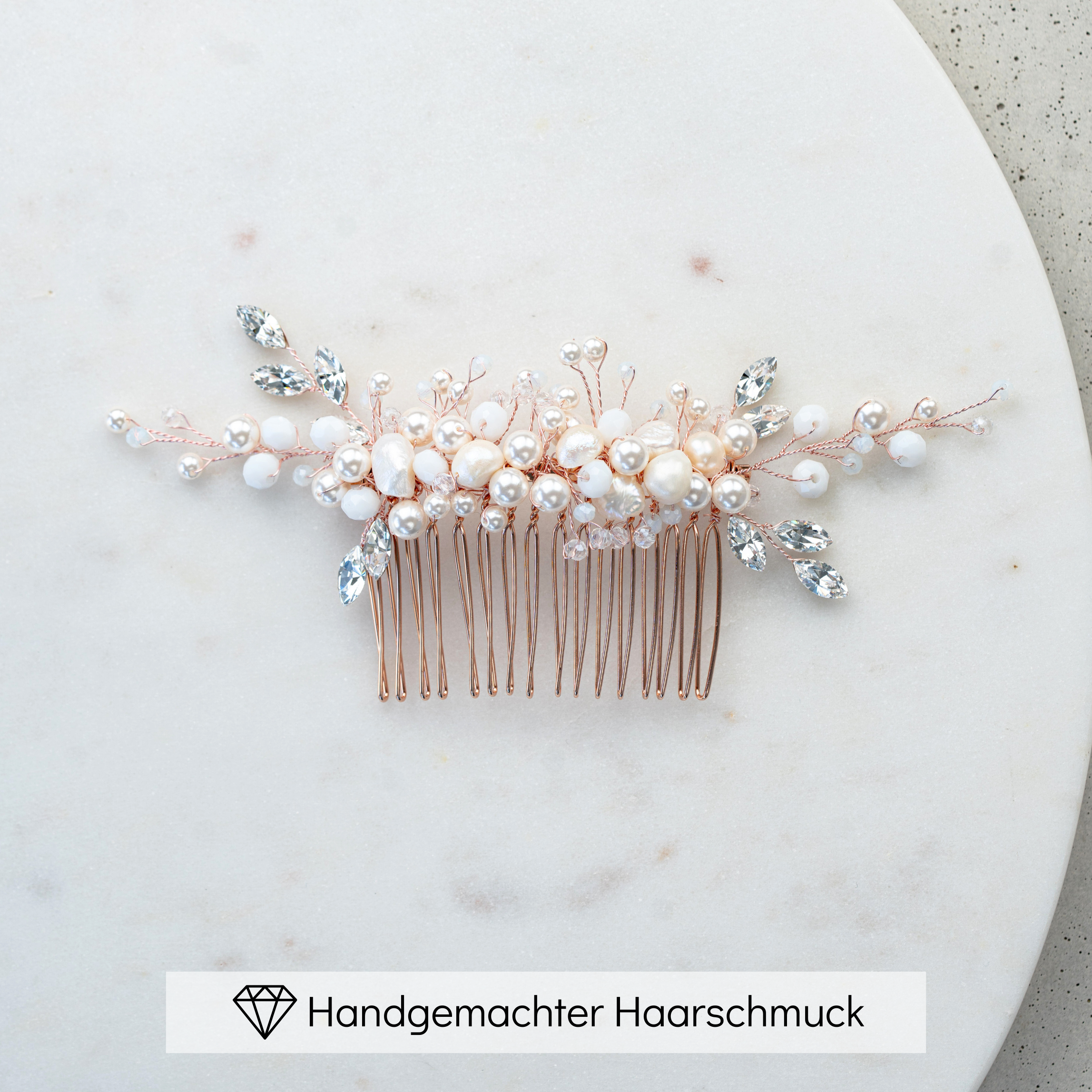 Kris | Haarschmuck Hochzeit - Haarkamm mit Perlen und Kristallen