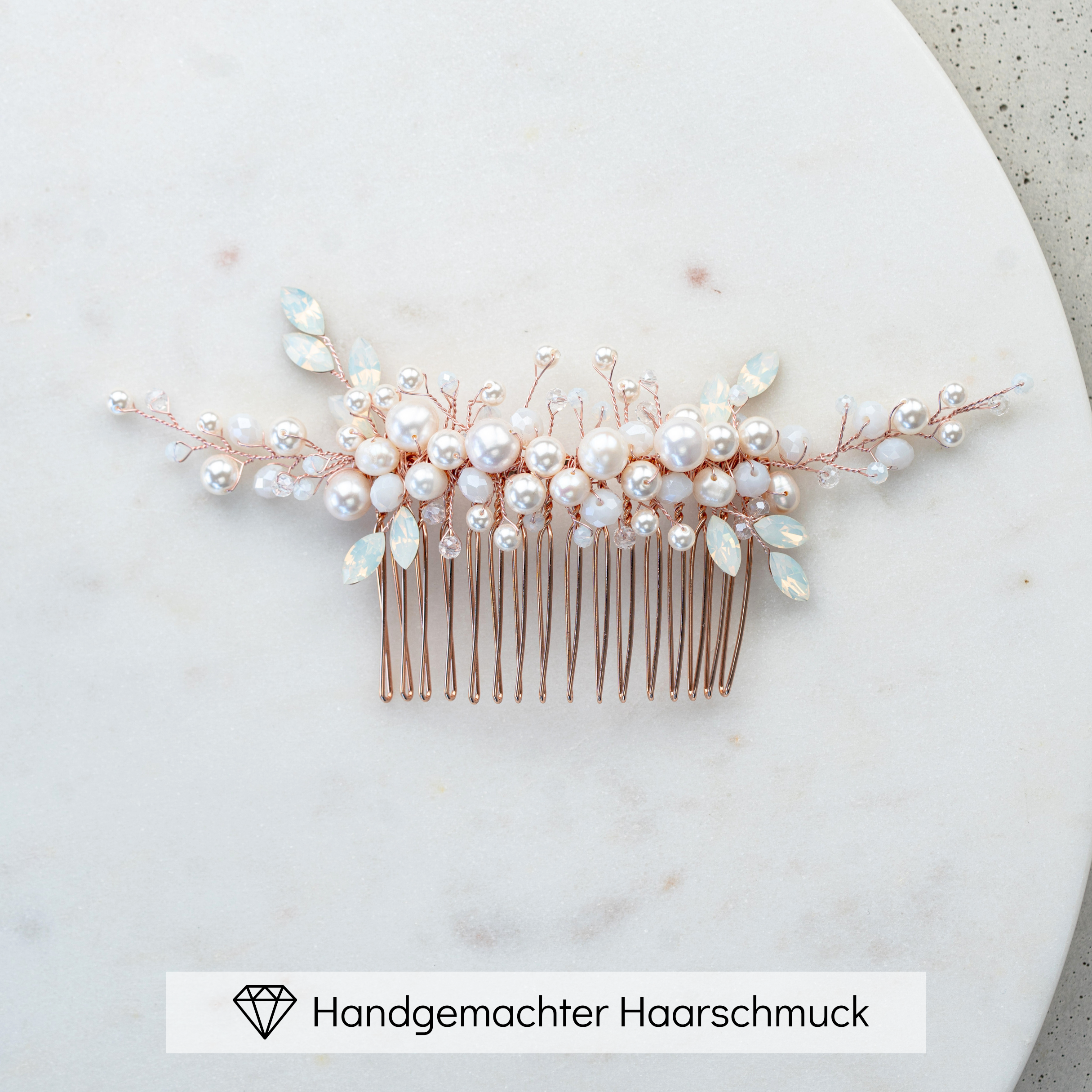 Kris | Haarschmuck Hochzeit - Haarkamm mit Perlen und Kristallen