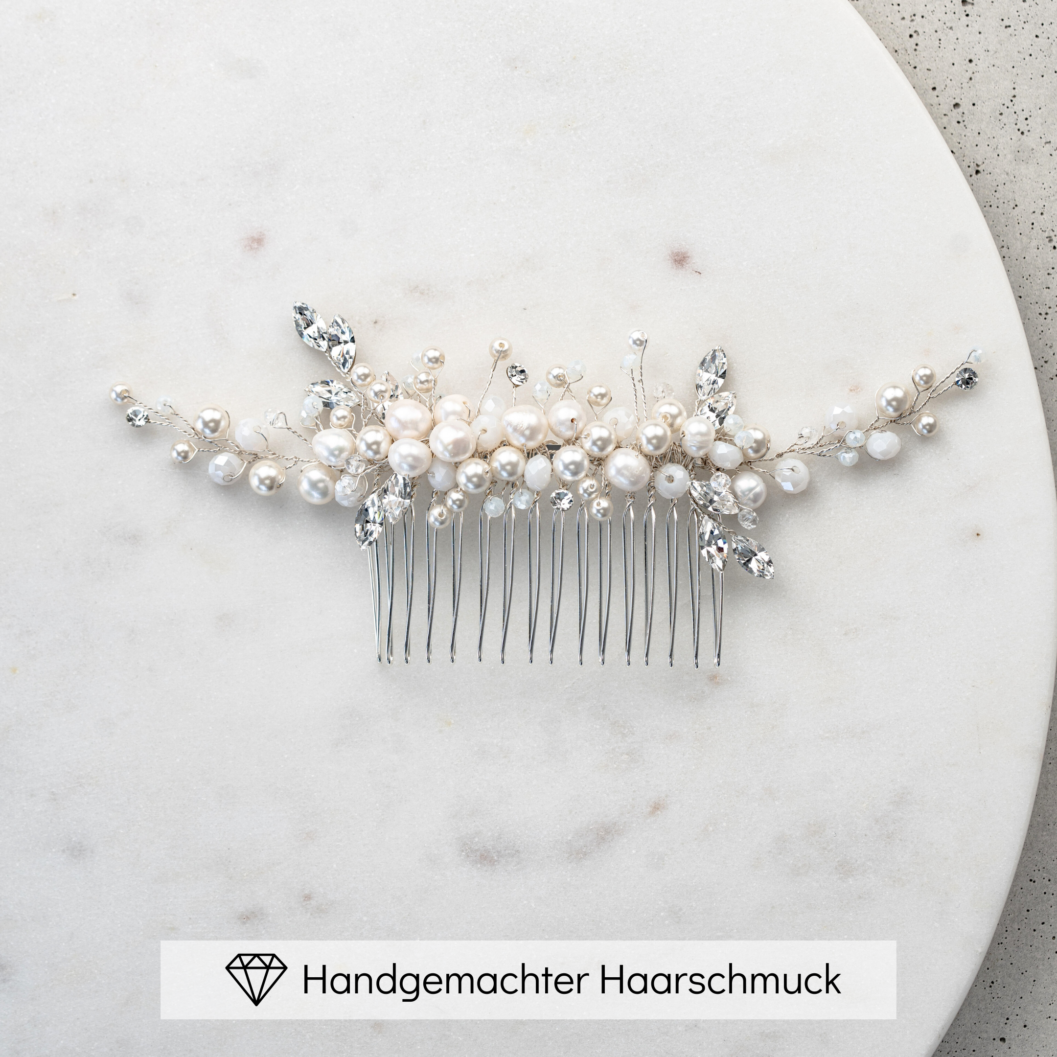 Kris | Haarschmuck Hochzeit - Haarkamm mit Perlen und Kristallen